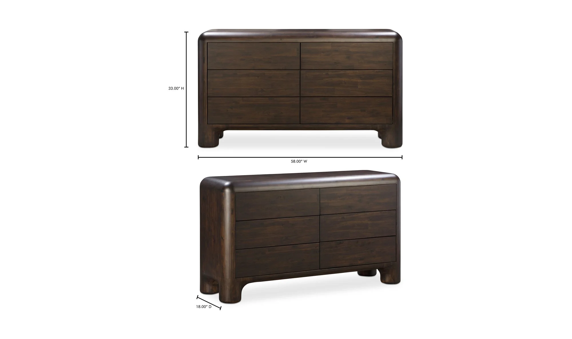 Rowan 6 Dark Brown Drawer Dresser