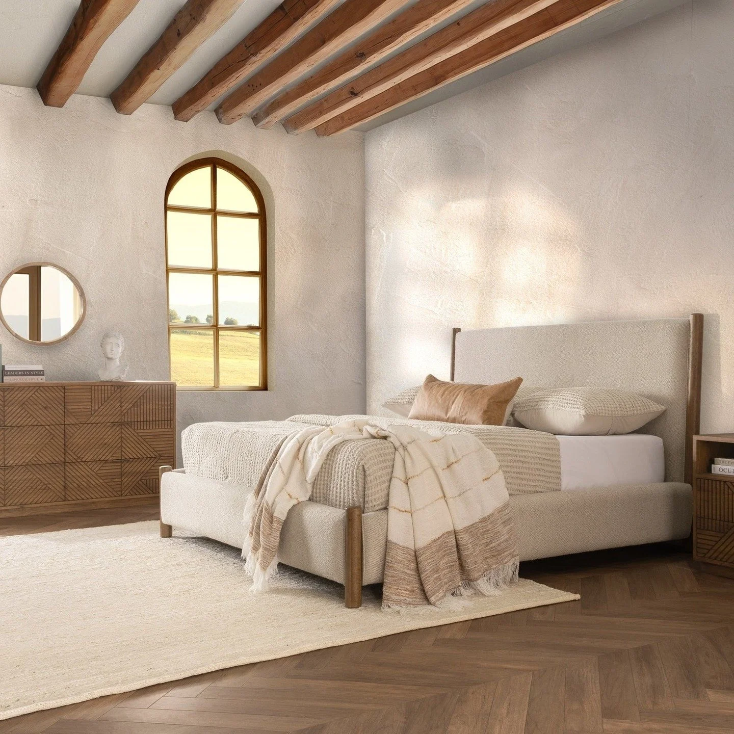 Bennington Upholstered Bed | Dusty Beige
A balance of texture and form, our Bennington Upholstered Bed features a Dusty Beige upholstered headboard embraced by ash wood accents. The perfect blend of warmth, elegance, and timeless design, it transform