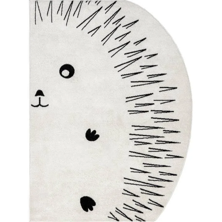 Amelie Hedgehog Kids Area Rug | Off-White + Black