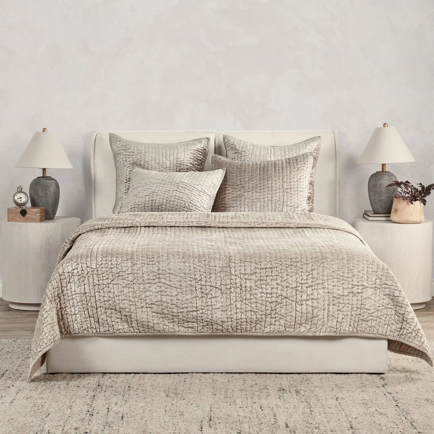 Bari Velvet Quilt Collection | Pebble