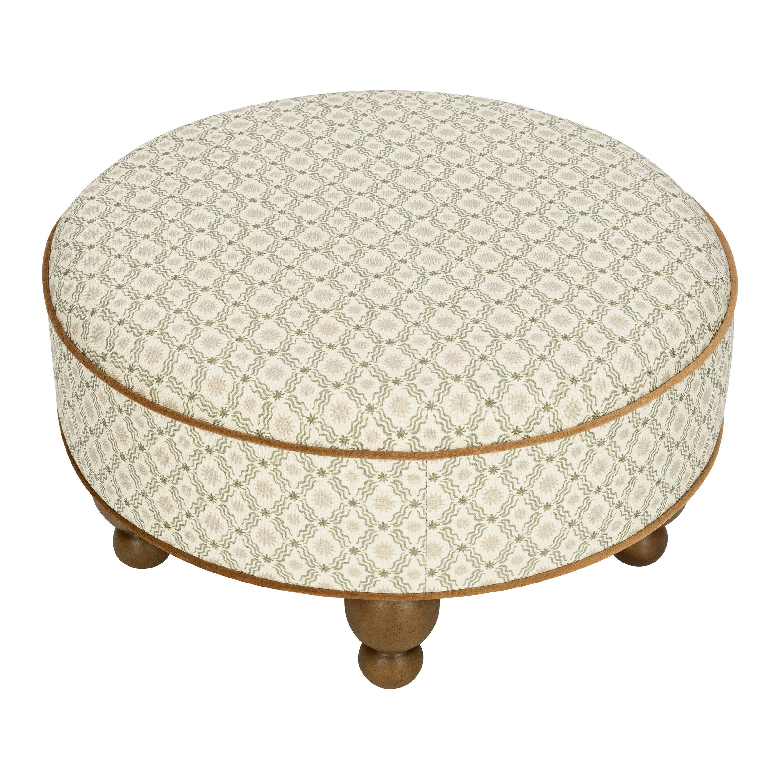 Babyletto Astre Ottoman by Nate Berkus | Performance Olive Star Eco-Crossweave w/ Toffee Feet