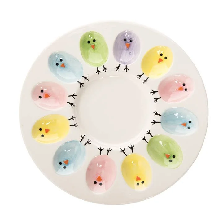 Easter Chick Ceramic Deviled Egg Plate | Each