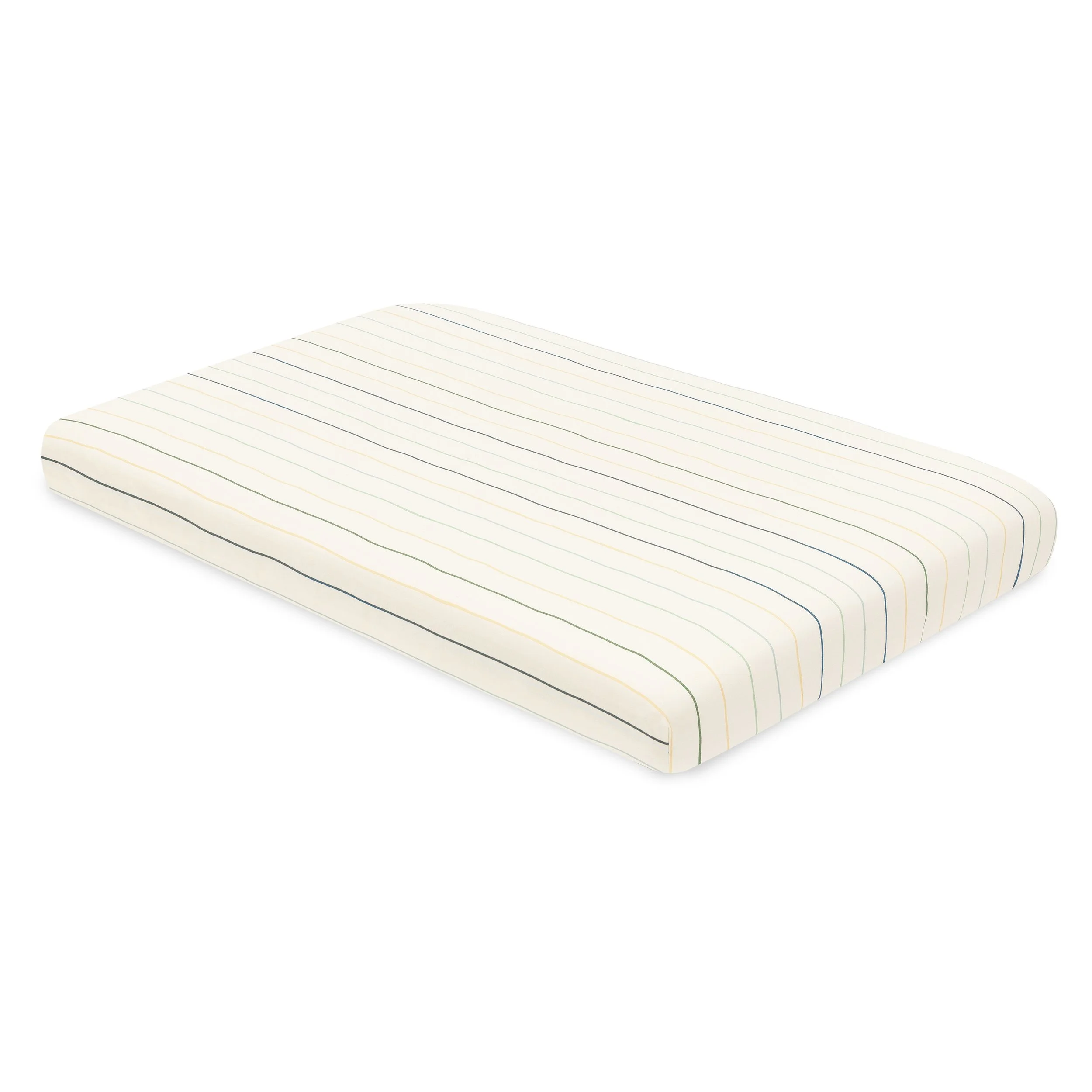 Babyletto Mini Crib Sheet in GOTS Certified Organic Brushed Cotton | Ivory with Cool Multi-Color Stripes