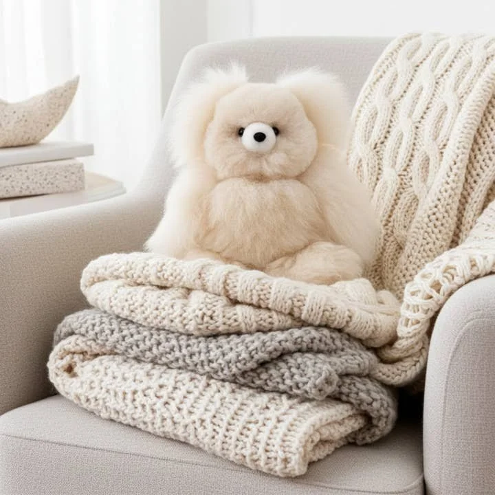 Alpaca Stuffed Bear | Brown, 15"