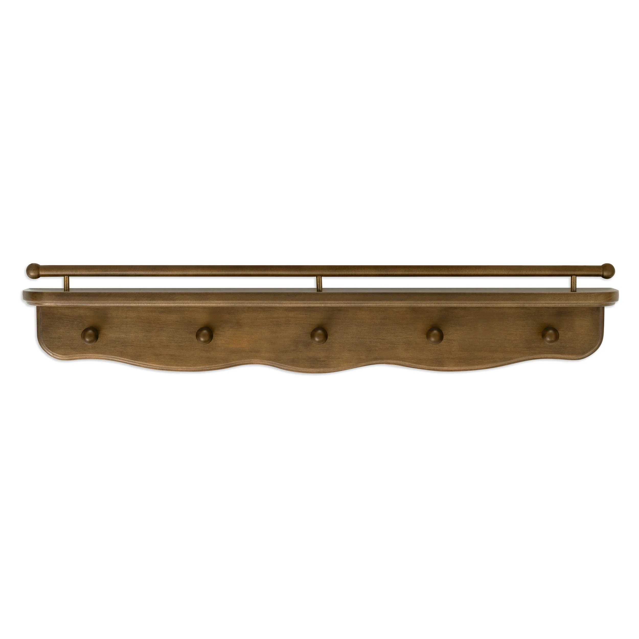 Namesake Liberty 31" Wall Shelf with Hooks | Natural Walnut