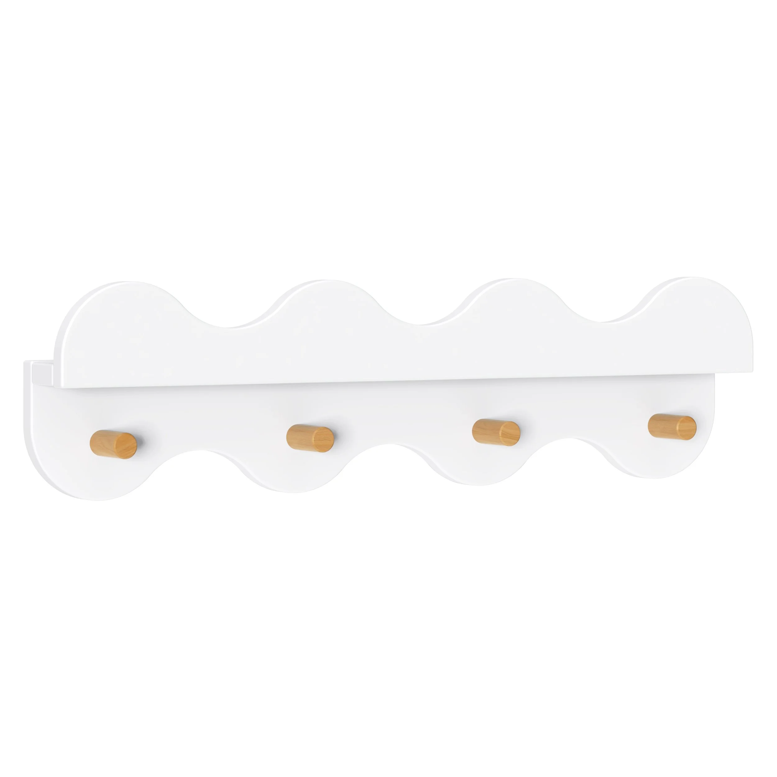 Babyletto Lido Wave Bookshelf with Hooks | White & Honey