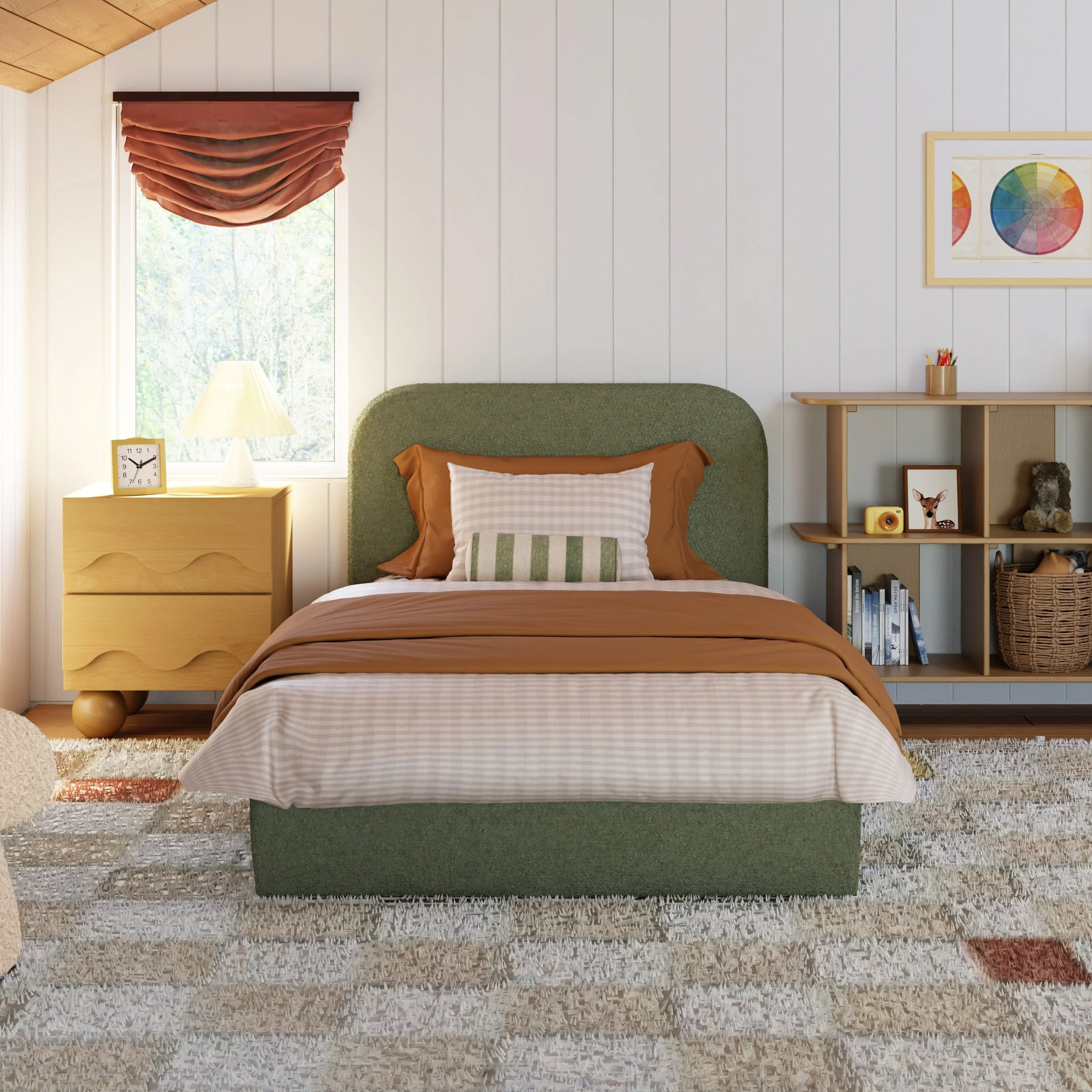 Babyletto Nara Twin Bed | Performance Olivey Boucle