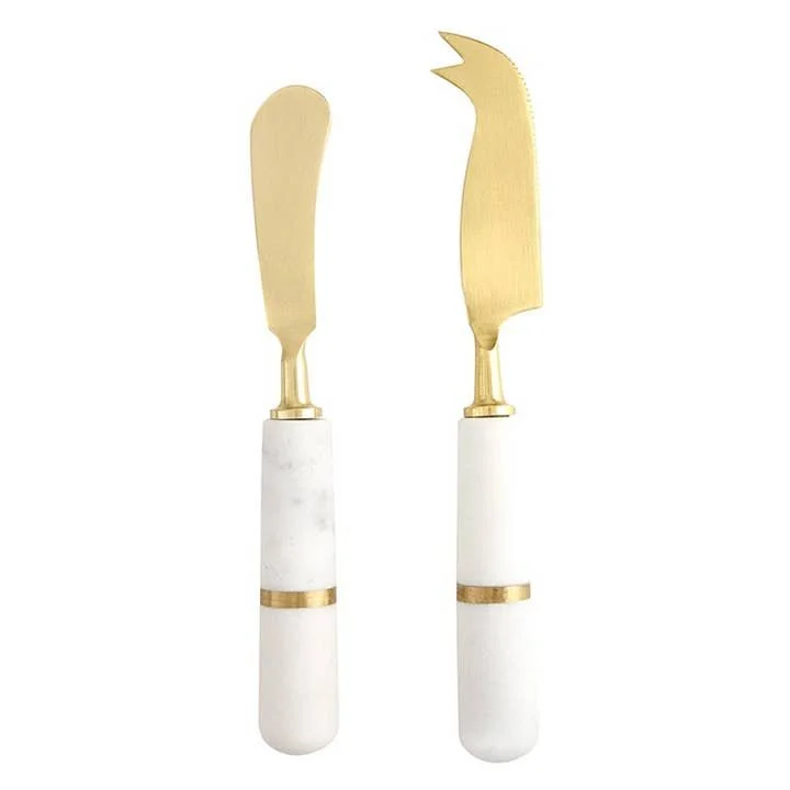 Marble Cheese Knife Set | White, Set of 2
