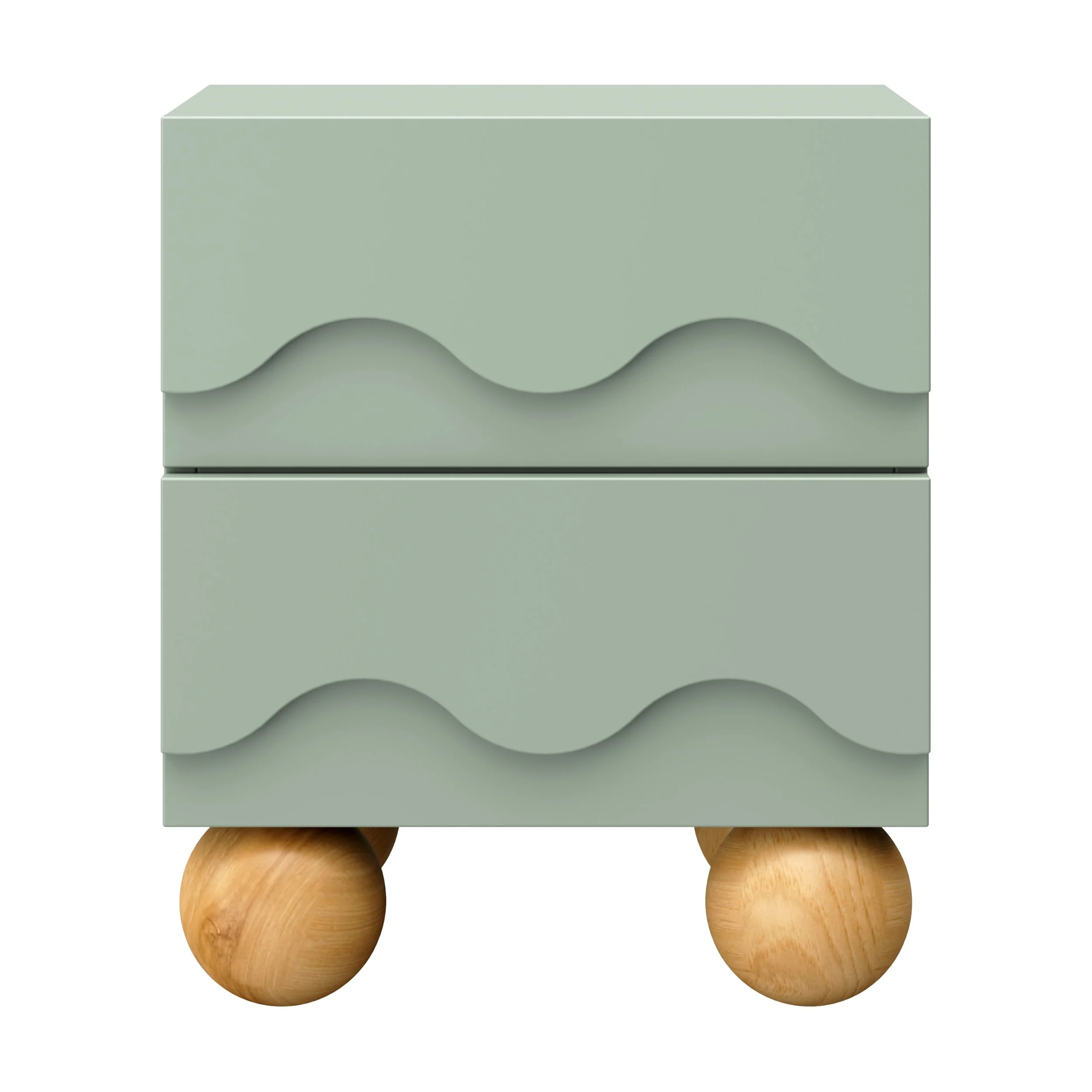 Babyletto Lido Wave Assembled Nightstand | Honey + Light Sage