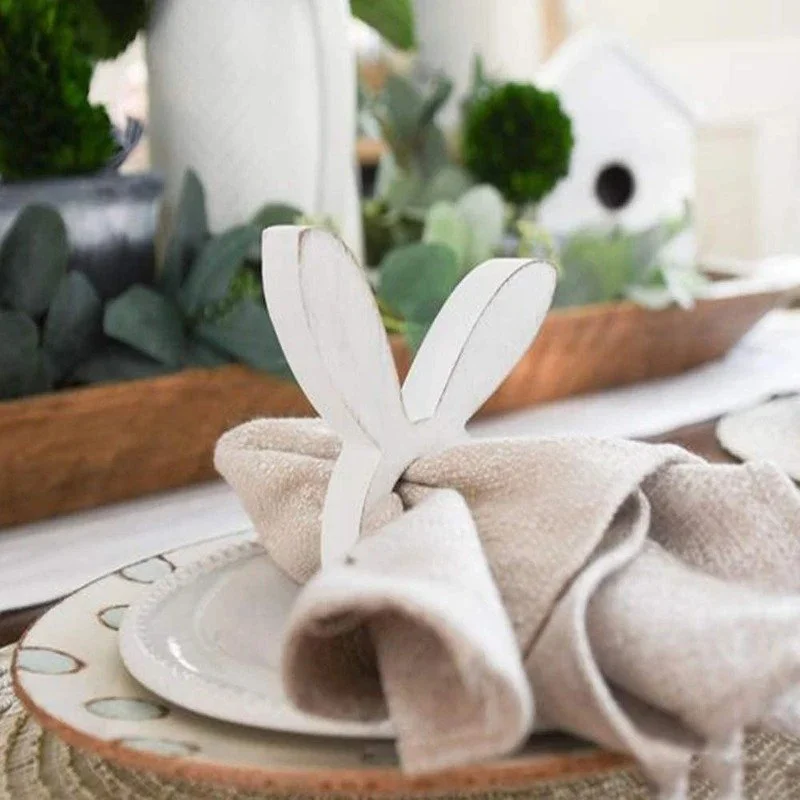 Distressed Wood Bunny Napkin Rings