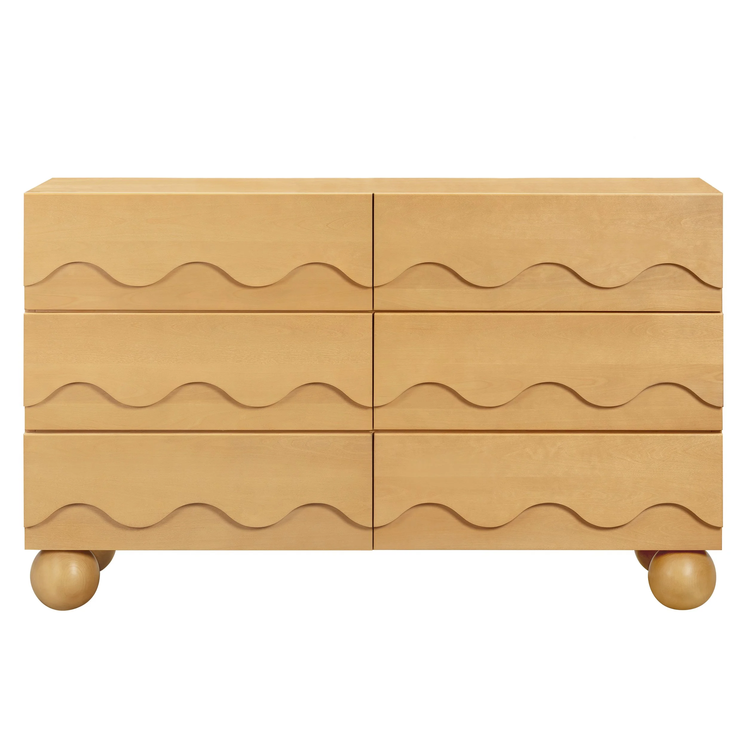 Babyletto Lido Wave 6-Drawer Wide Assembled Dresser (56") | Honey