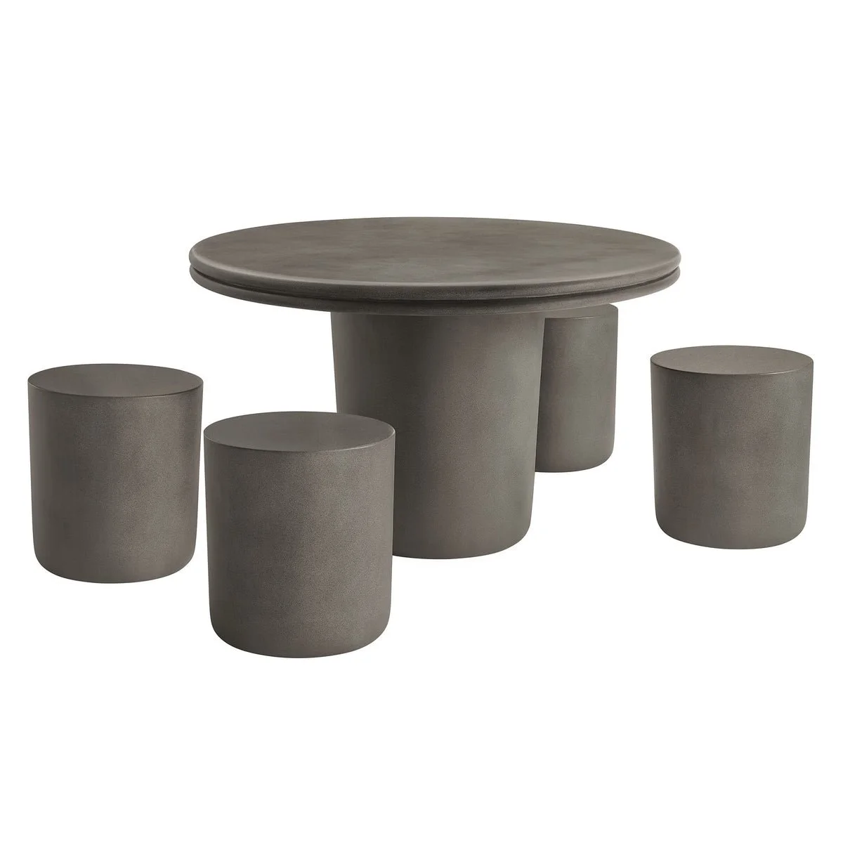 Brion Indoor/Outdoor Round Concrete Patio Bar Table & Stool Set | Gray