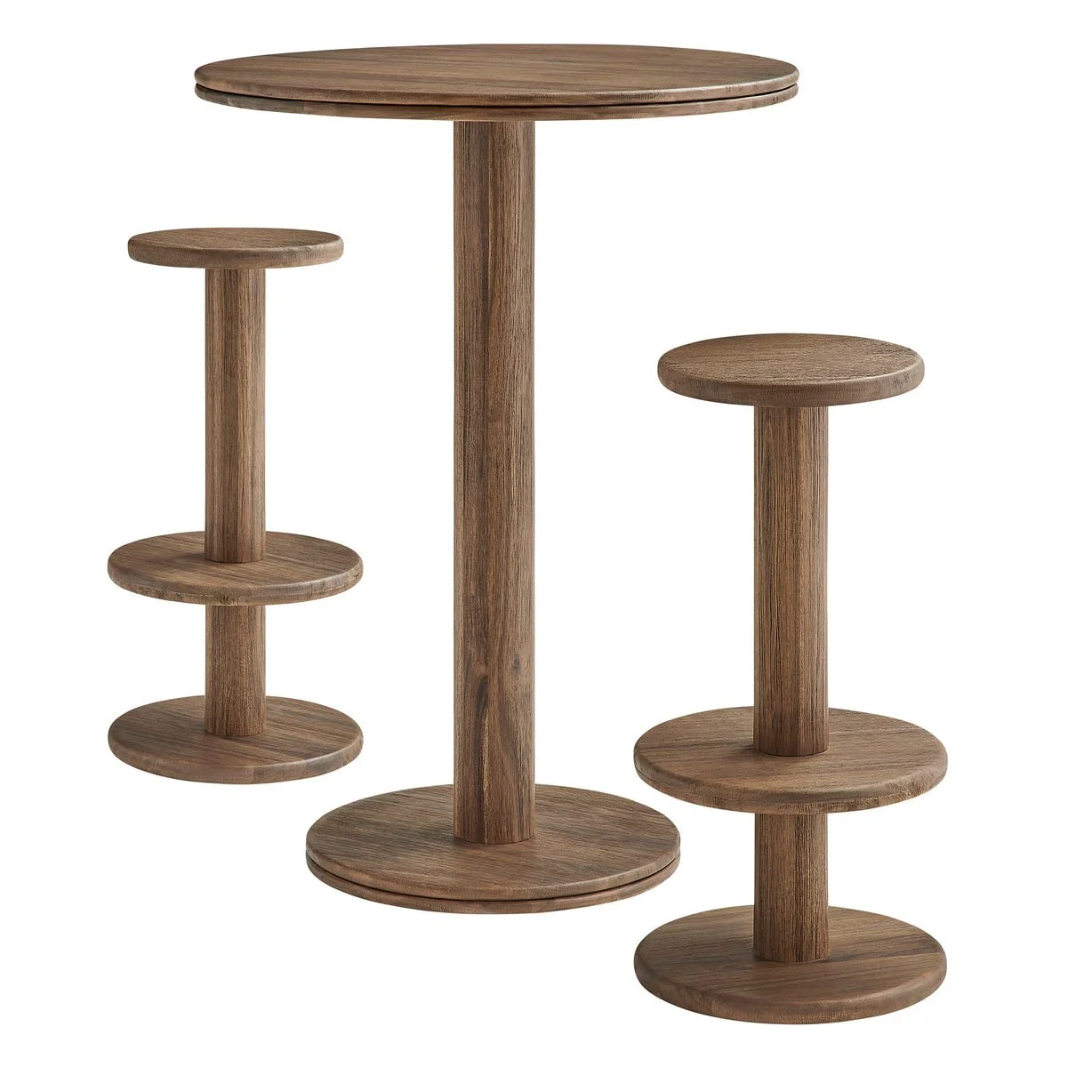 Neo 3-Piece Round Indoor/Outdoor Round Patio Bar Table & Stool Set | Cocoa Brown
