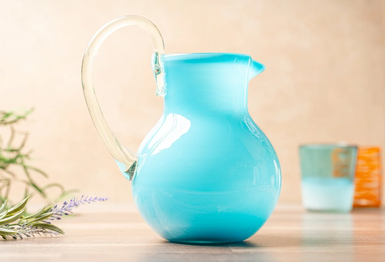 Handblown Glass Pitcher | Aqua