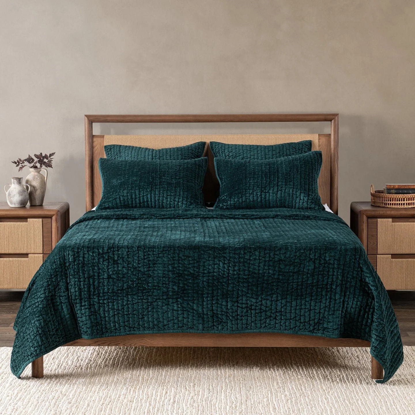 Bari Velvet Quilt Collection | Emerald