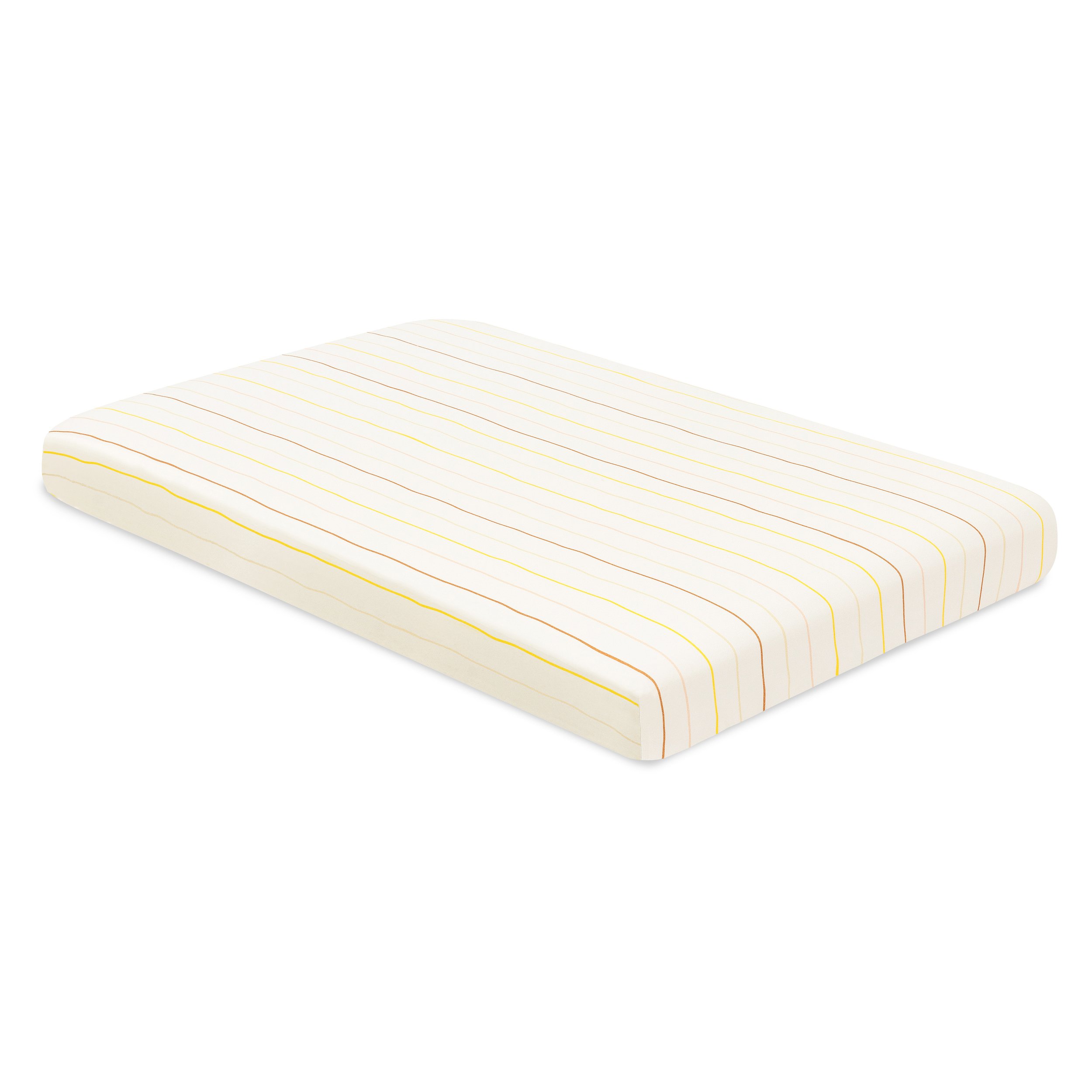 Babyletto Mini Crib Sheet in GOTS Certified Organic Brushed Cotton | Ivory with Warm Multi-Color Stripes