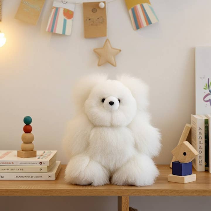 Alpaca Stuffed Bear | White, 15"