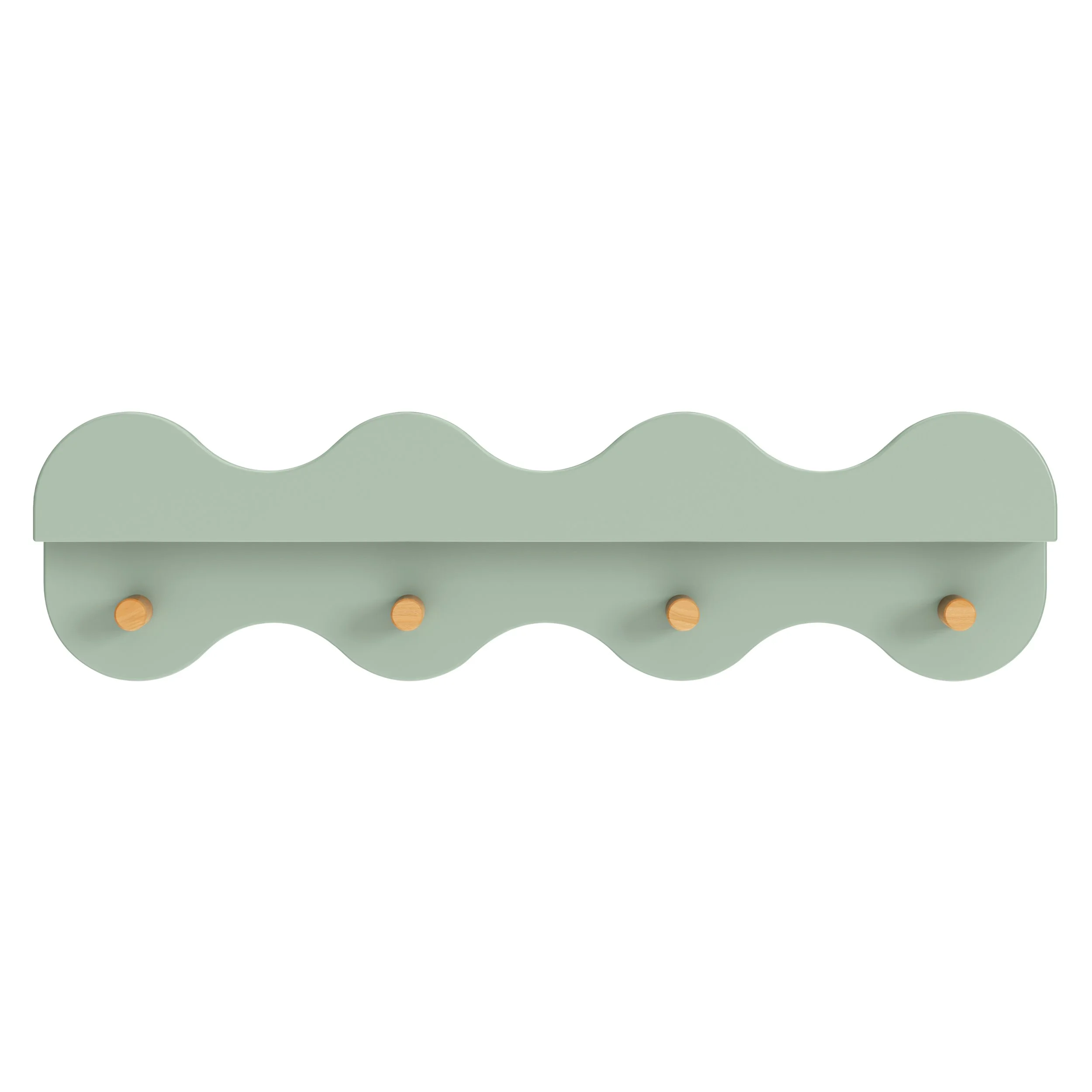 Babyletto Lido Wave Bookshelf with Hooks | Light Sage & Honey