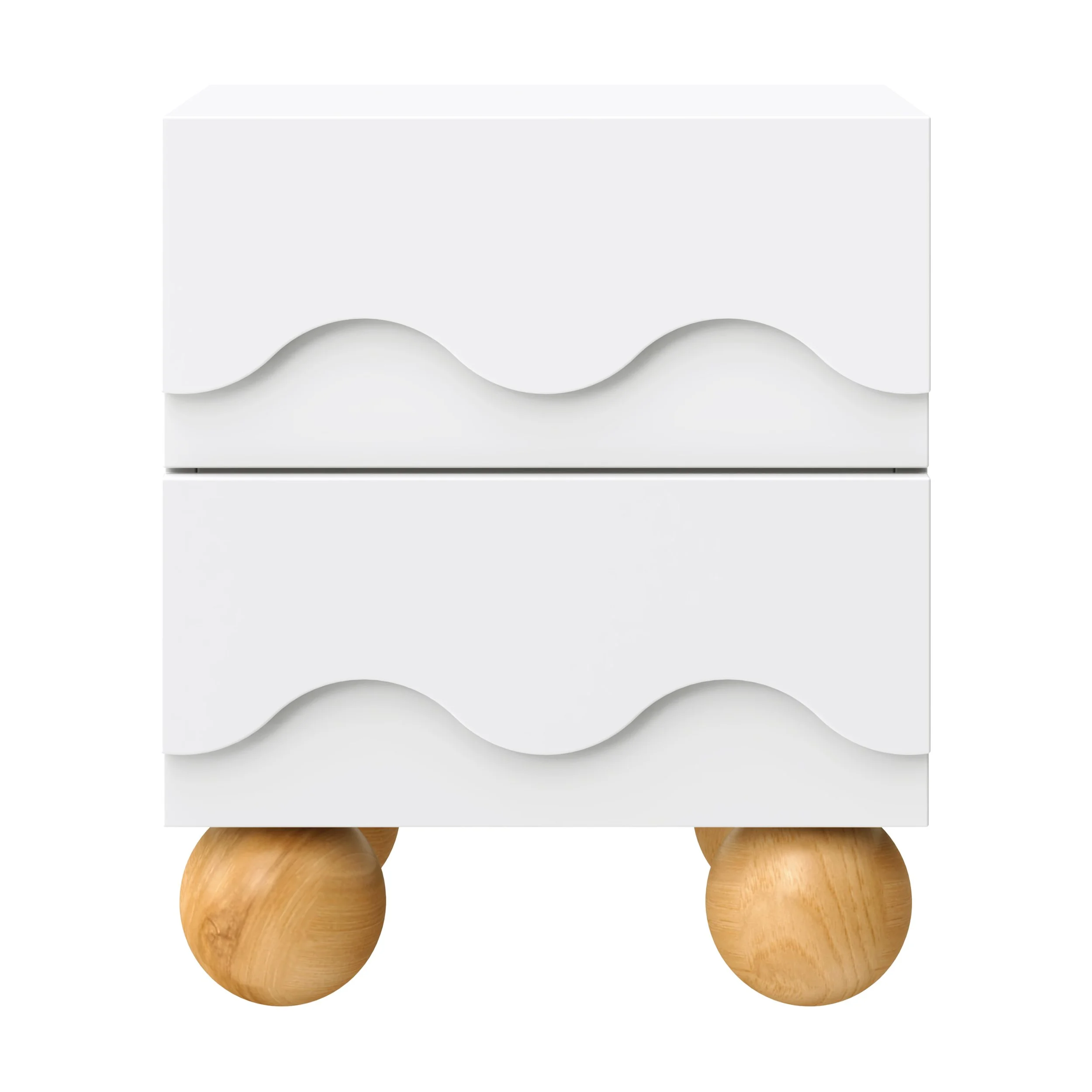 Babyletto Lido Wave Assembled Nightstand | White + Honey