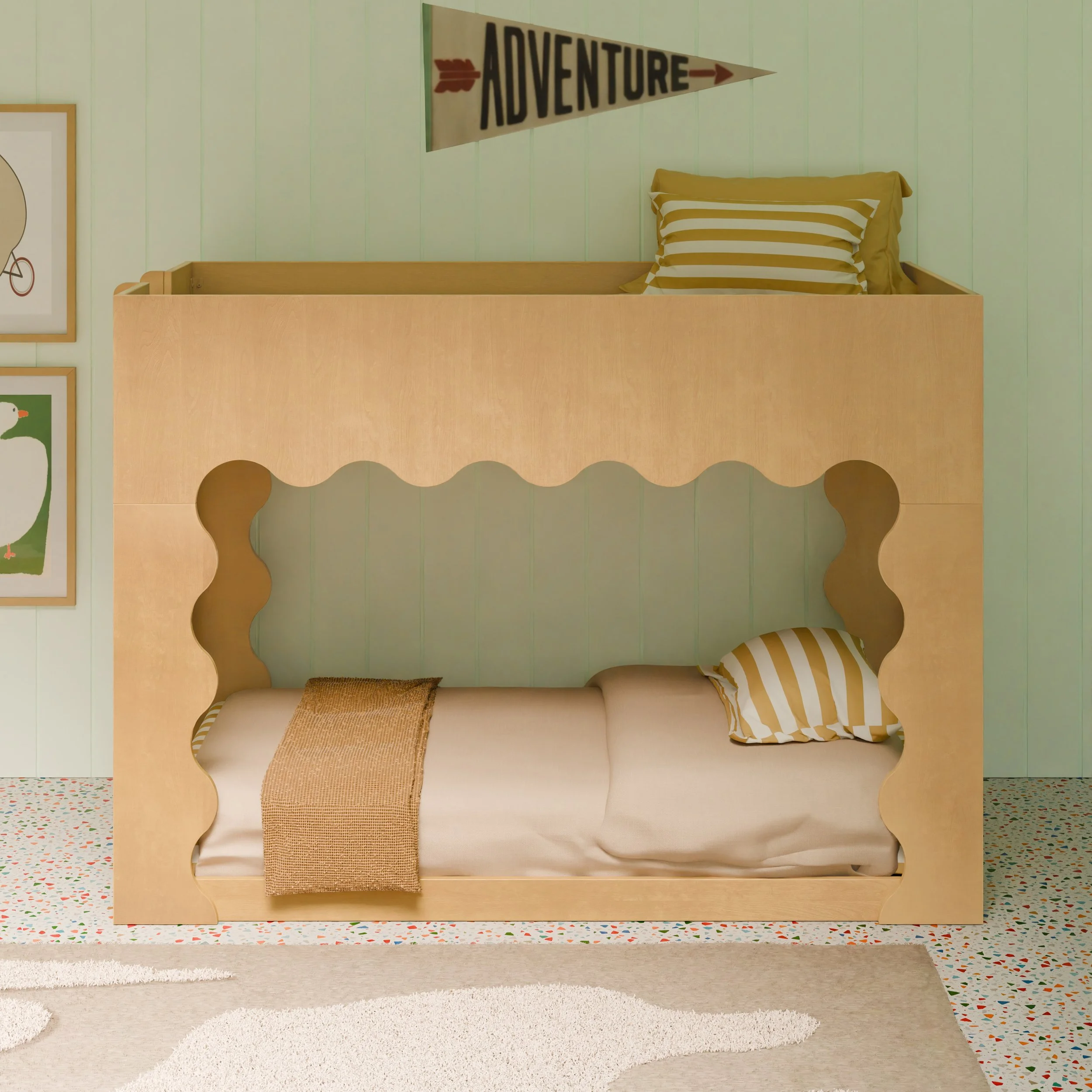 Babyletto Lido Wave Convertible Low-Profile Bunk Bed | Honey