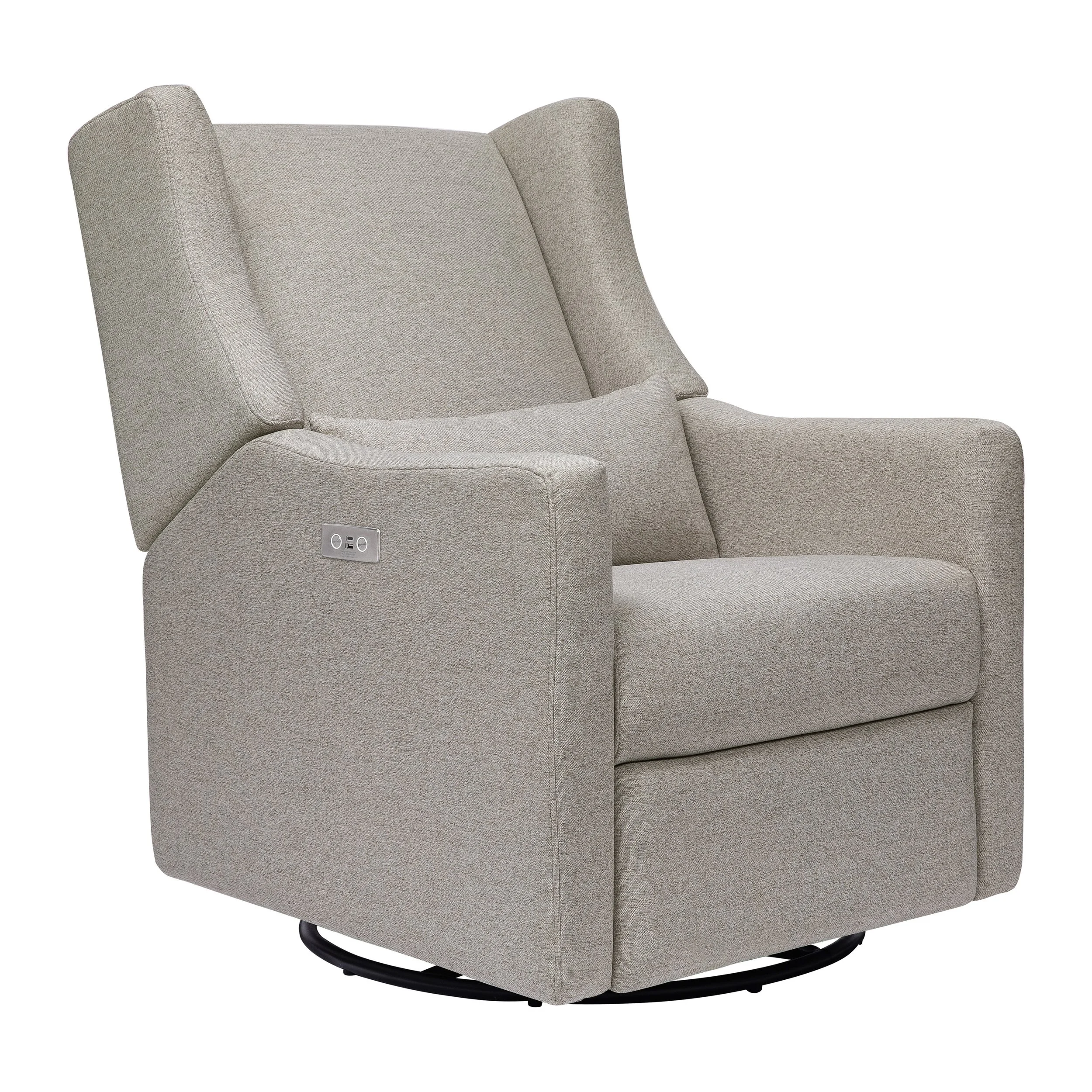 Babyletto Kiwi Electronic Recliner and Swivel Glider with USB port| Performance Grey Eco-Weave