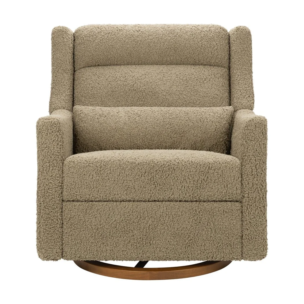 Babyletto Kiwi Plus Chair and a Half Power Recliner and Swivel Glider with Power Adjustable Headrest and USB Port | Latte Teddy Loop with Light Wood Base