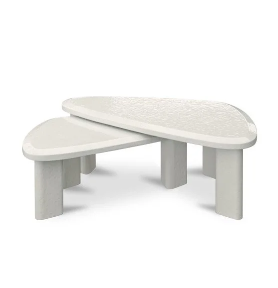 Sophie Outdoor Nesting Table Set | Cream Lacquer