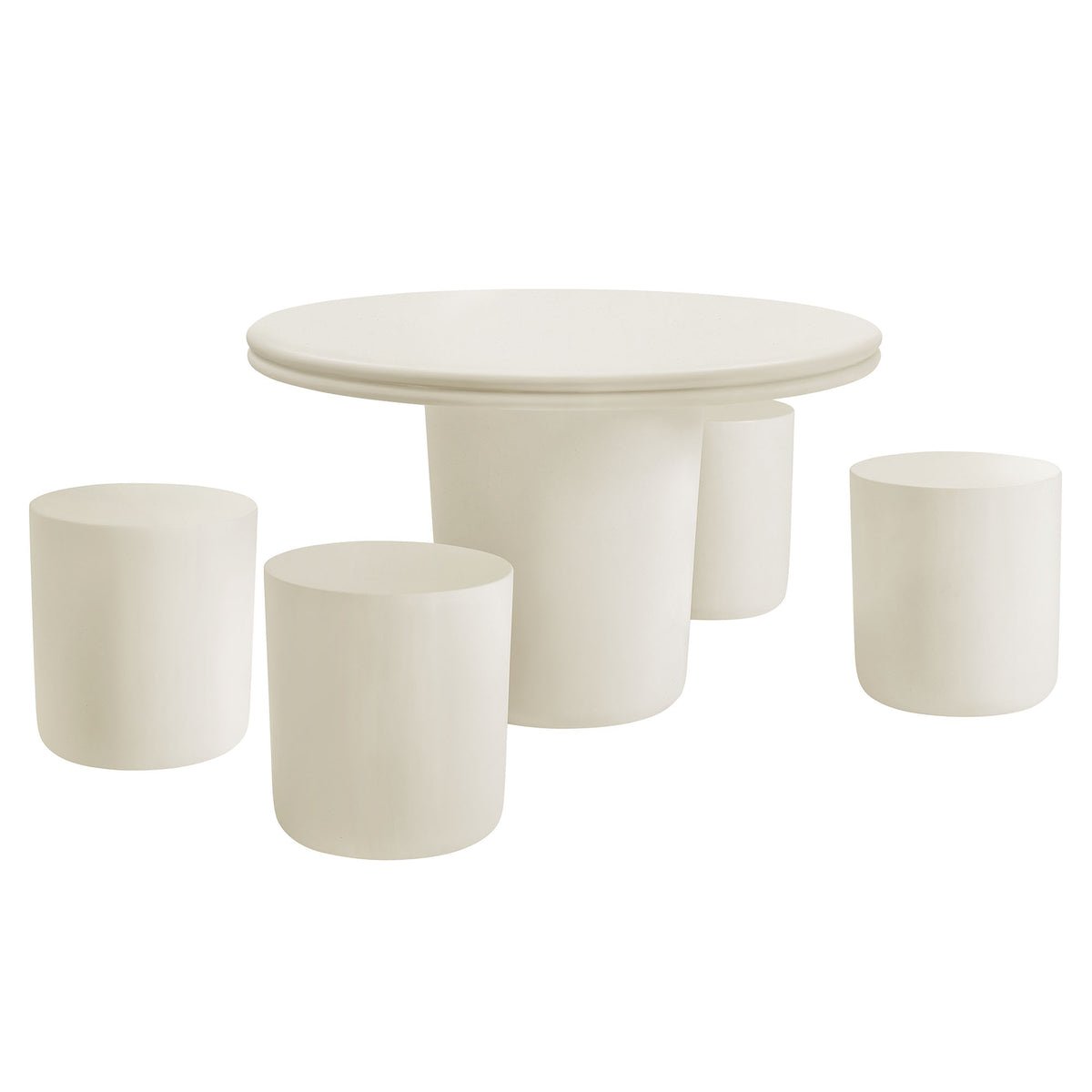 Brion Indoor/Outdoor Round Concrete Patio Bar Table & Stool Set | White