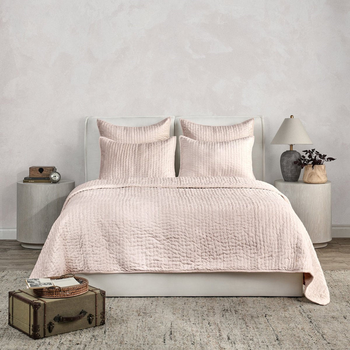 Bari Velvet Quilt Collection | Bliss Pink