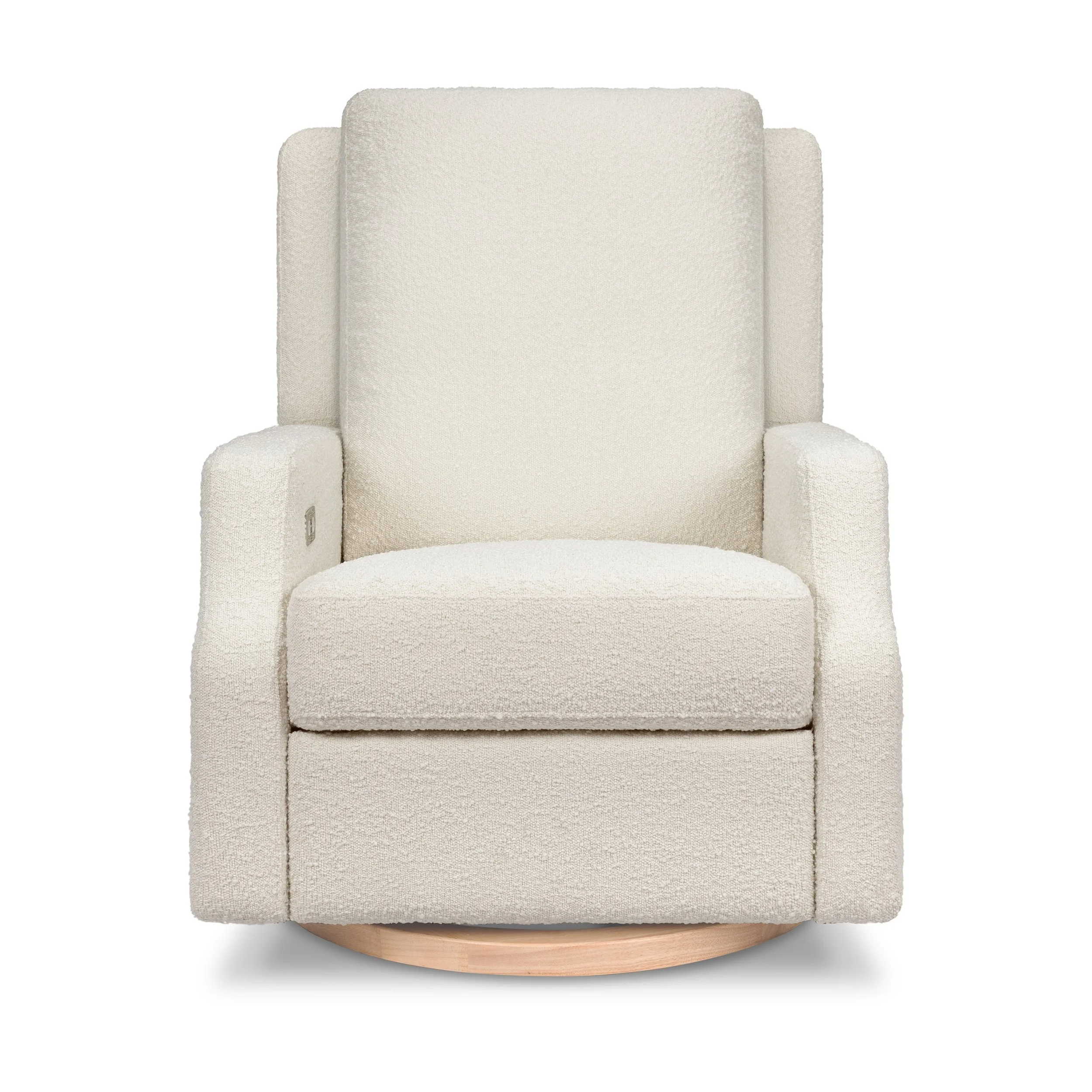 Namesake Crewe Electronic Swivel Glider Recliner | Ivory Boucle w/Light Wood Base