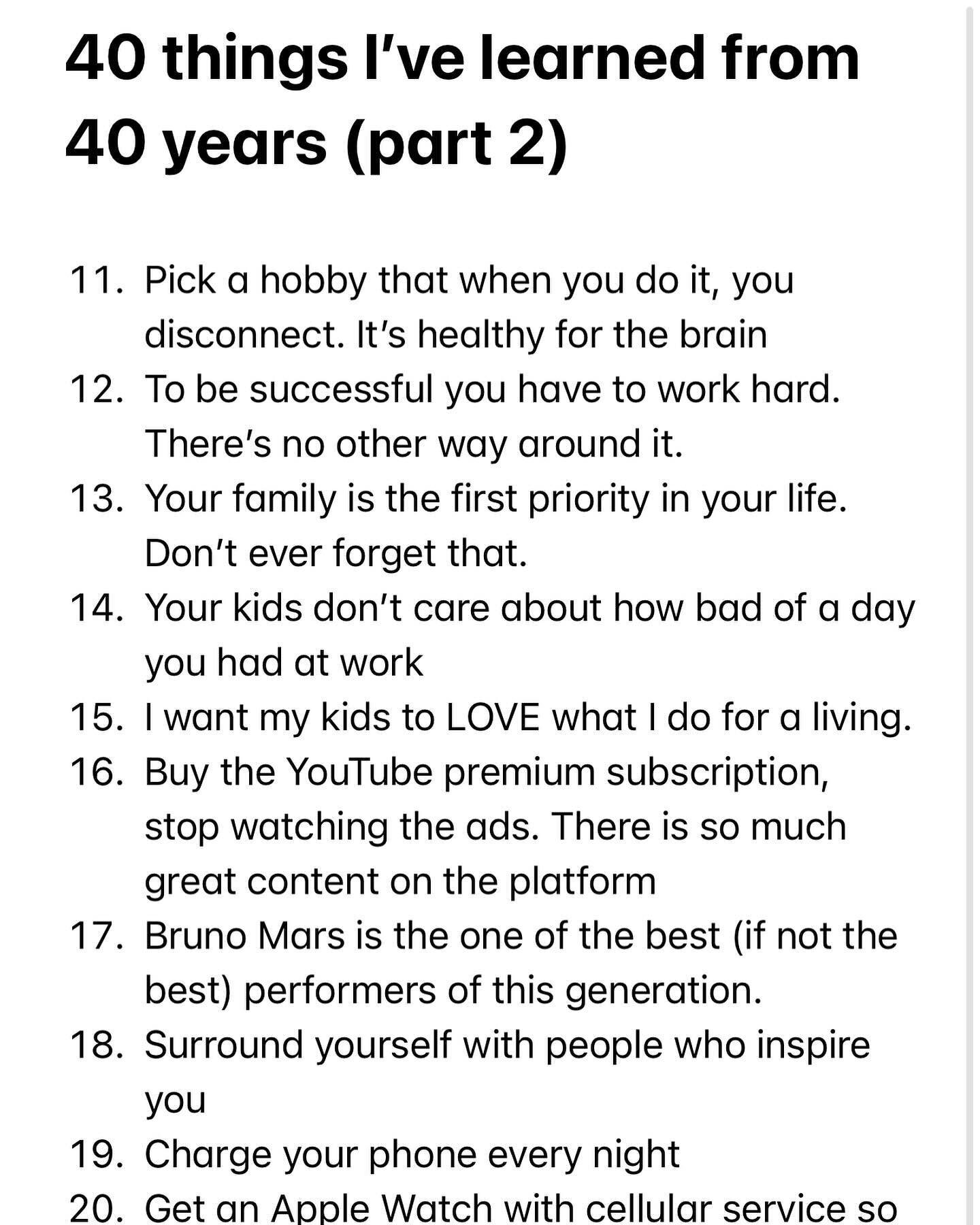 PART 2 of 40 things I&rsquo;ve learned in 40 years. 👴🏼 

Which one stands out to you the most? ✨