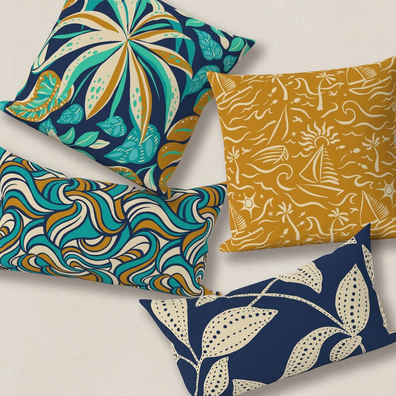 Summer edit&hellip; get these fun new summer pillows in my Electric Resort collection at Spoonflower. 

https://www.spoonflower.com/en/collections/887164-electric-resort-navygold-by-amysuther

@spoonflower #summerpillows #electricresort #pillowcollec