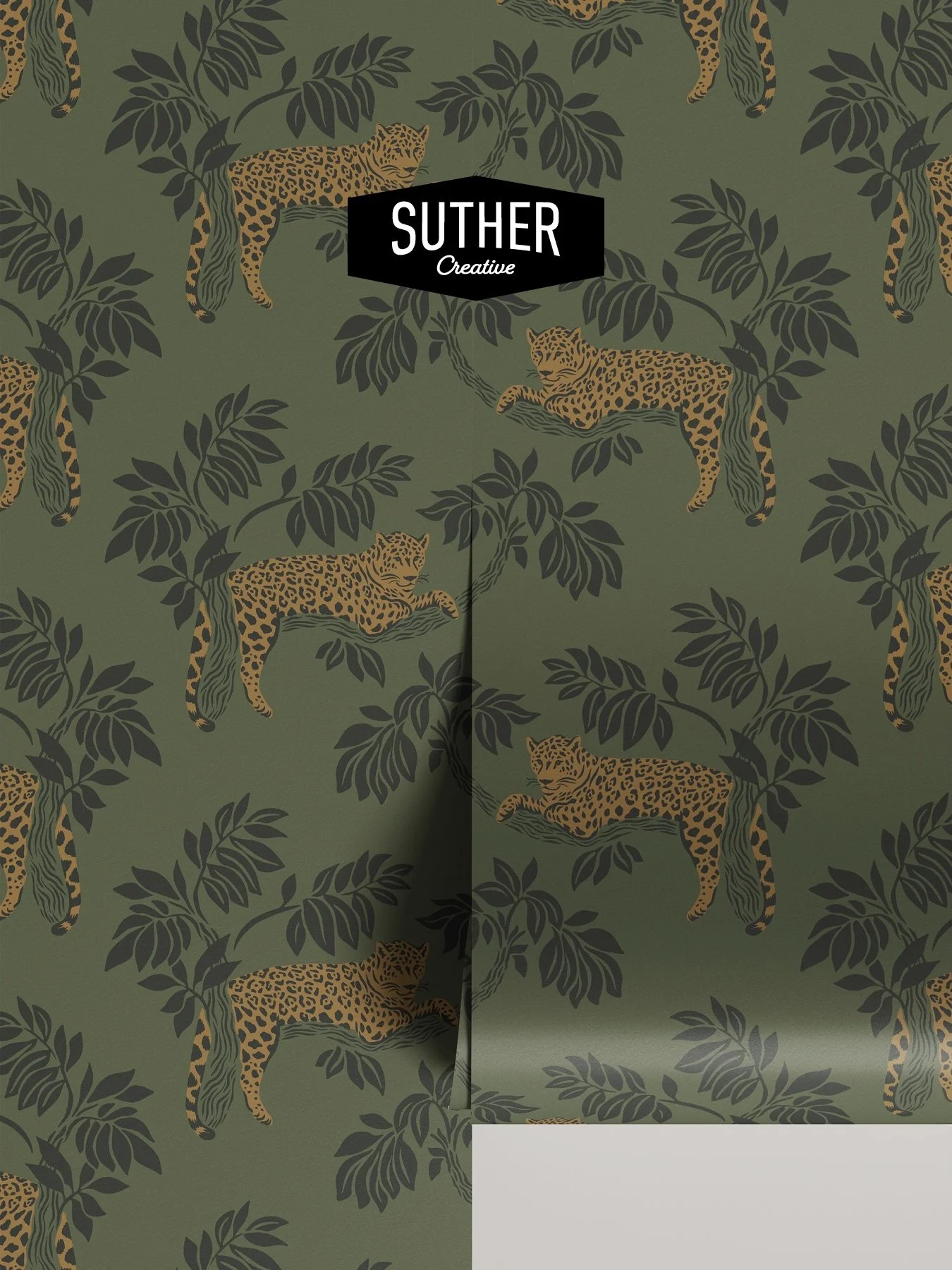 Who knew jaguars could make a room feel so chill!? I&rsquo;m obsessed with this deep green, it feels grounding and also exotic. You can get this Jaguar Den wallpaper at my wallpaper shop: SutherCreative.com

#jaguarden #moodyinteriors #wildelegance #