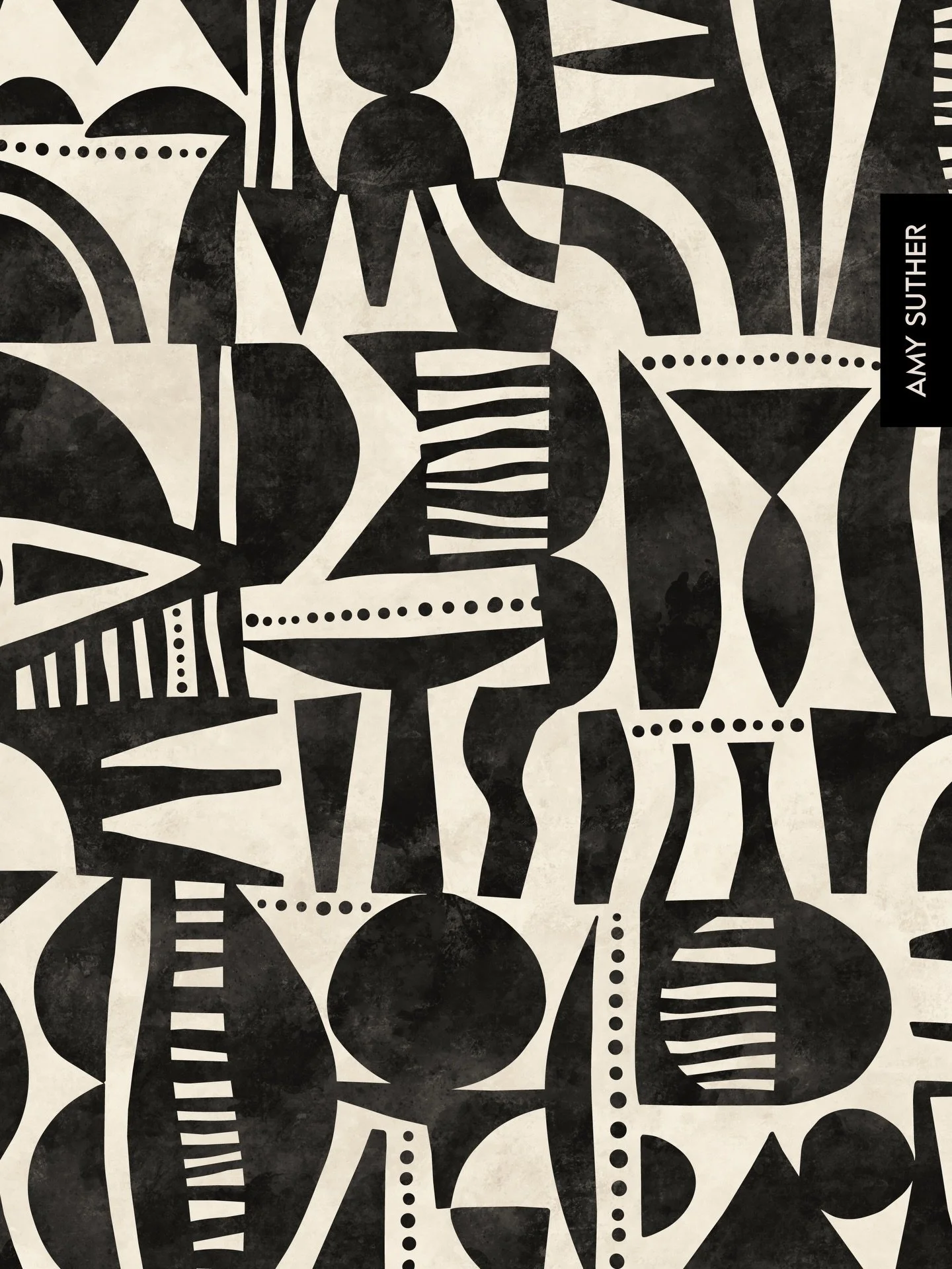 More fun with funky abstract shapes. I have a growing portfolio of these. Contact me if you&rsquo;re interested in licensing one. ~ AmySuther.com

#abstractpatterns #artlicensing #funkyshapes #blackandwhiteart #surfacepatterndesigner