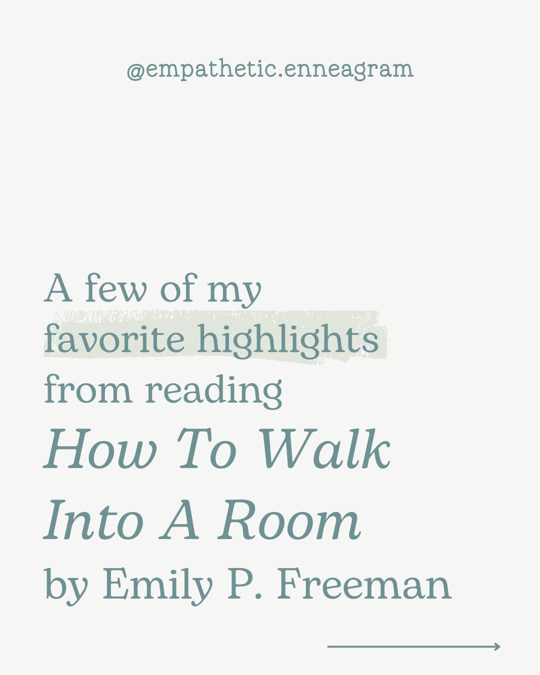 📚 Where are my book readers?!

I'm starting a new type of post where I share my favorite highlights from a book I've finished recently. 

I'm starting with Emily P. Freeman's (@emilypfreeman) newest book &quot;How To Walk Into A Room.&quot; I bought