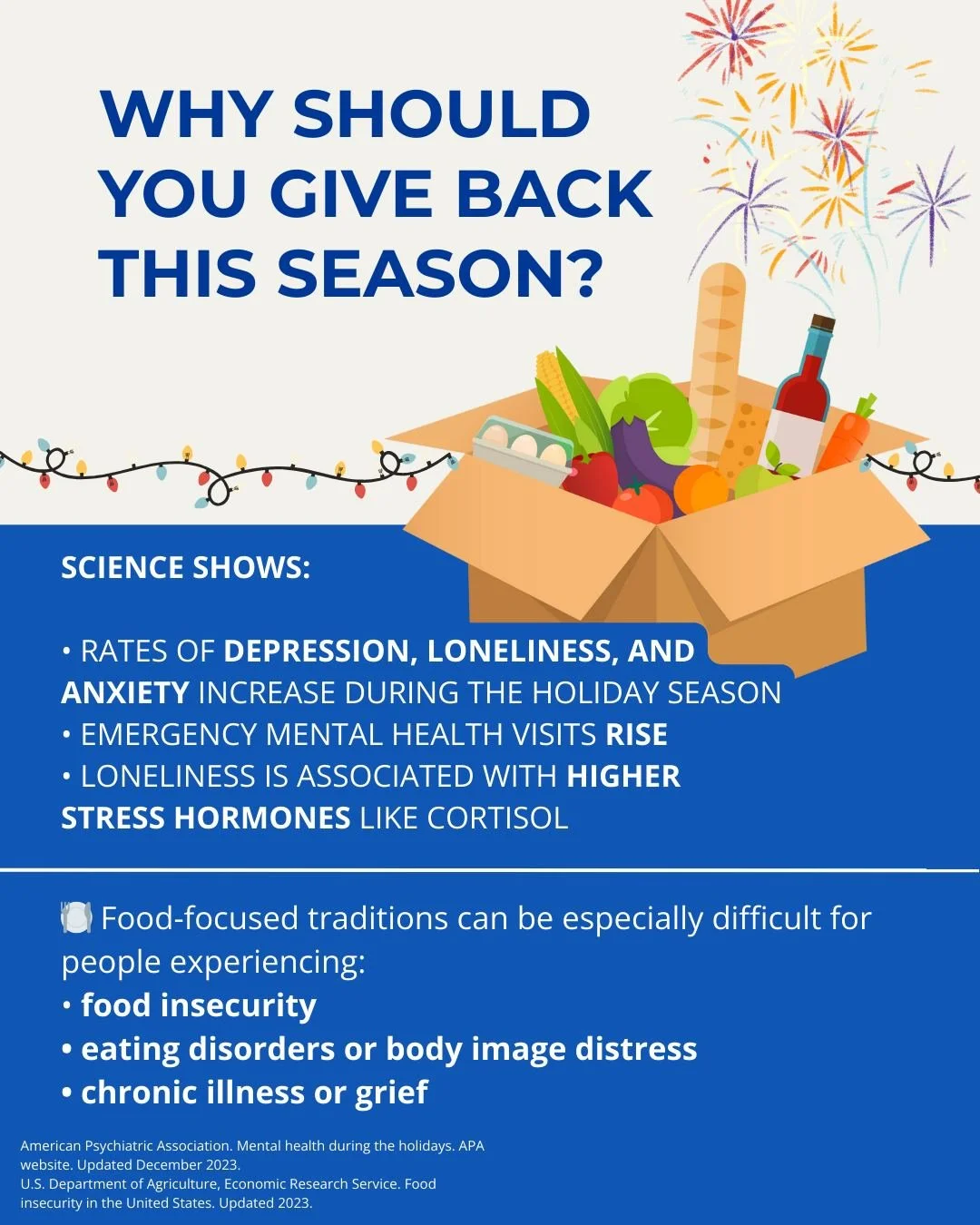 While the holidays are often framed as joyful, research shows they can be one of the hardest times of year for many emotionally, financially, and physically. Increased loneliness, food insecurity, and mental health struggles are common, especially du