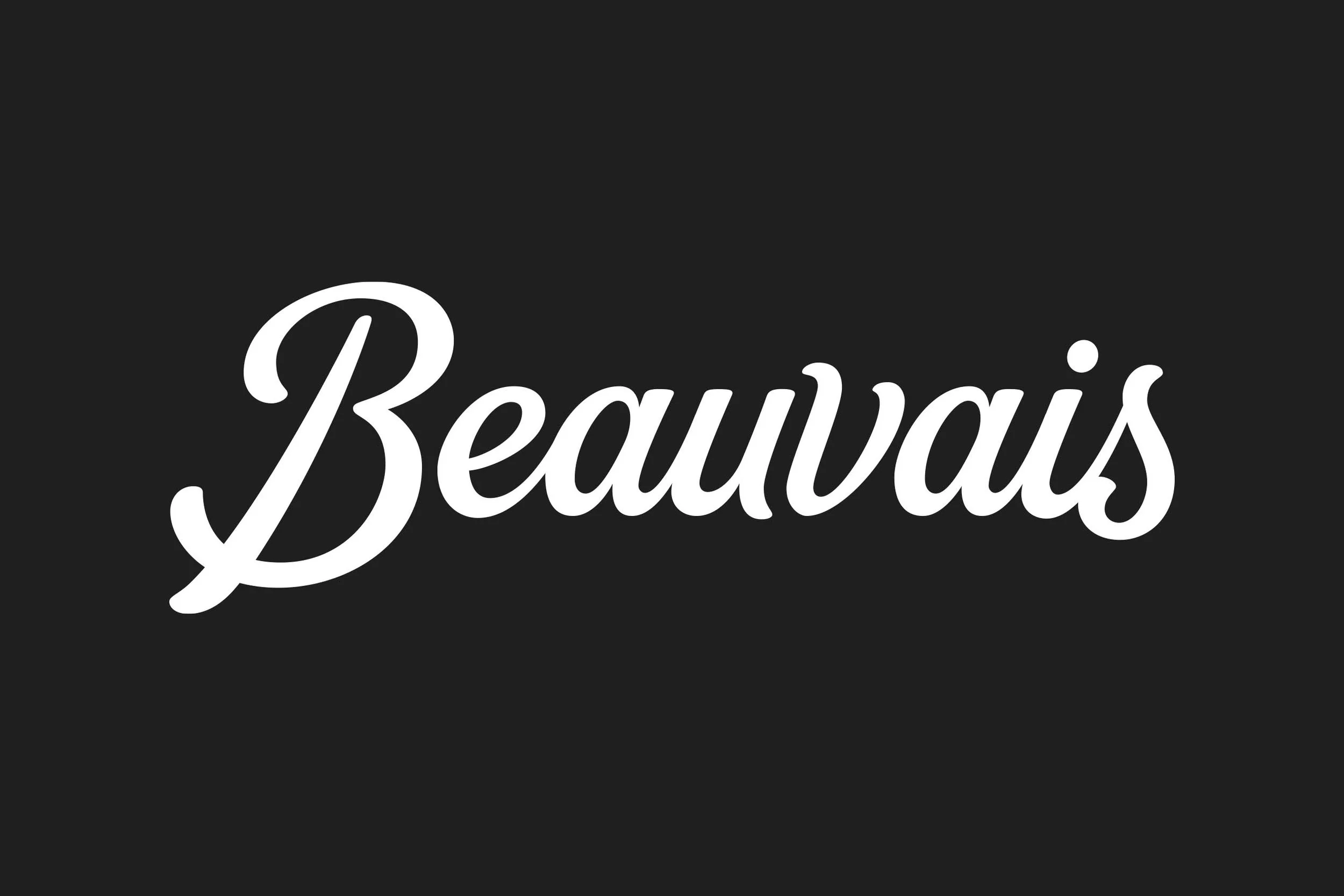 Beauvais logo in white cursive on black background