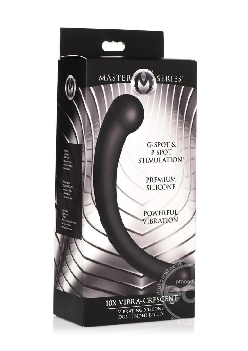 10X Vibra-Crescent Vibrating Silicone Dual-Ended Dildo- (Choose Color)