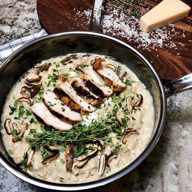 Wild Mushroom Risotto with Goat Cheese &amp; Chicken
