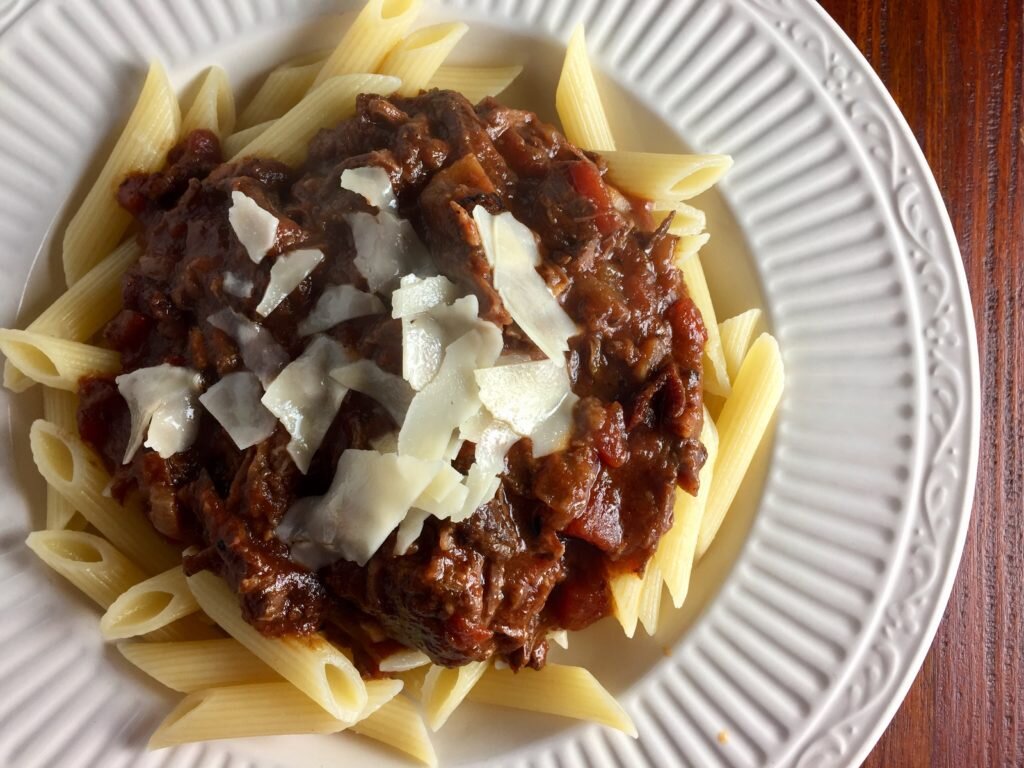 Slow Cooked Short Rib Ragu Over Penne Pasta