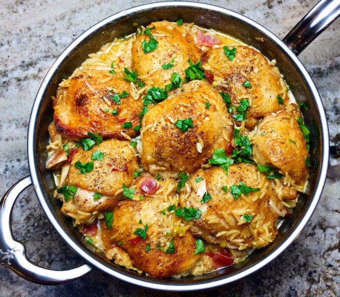 Skillet Chicken Marsala &amp; Orzo