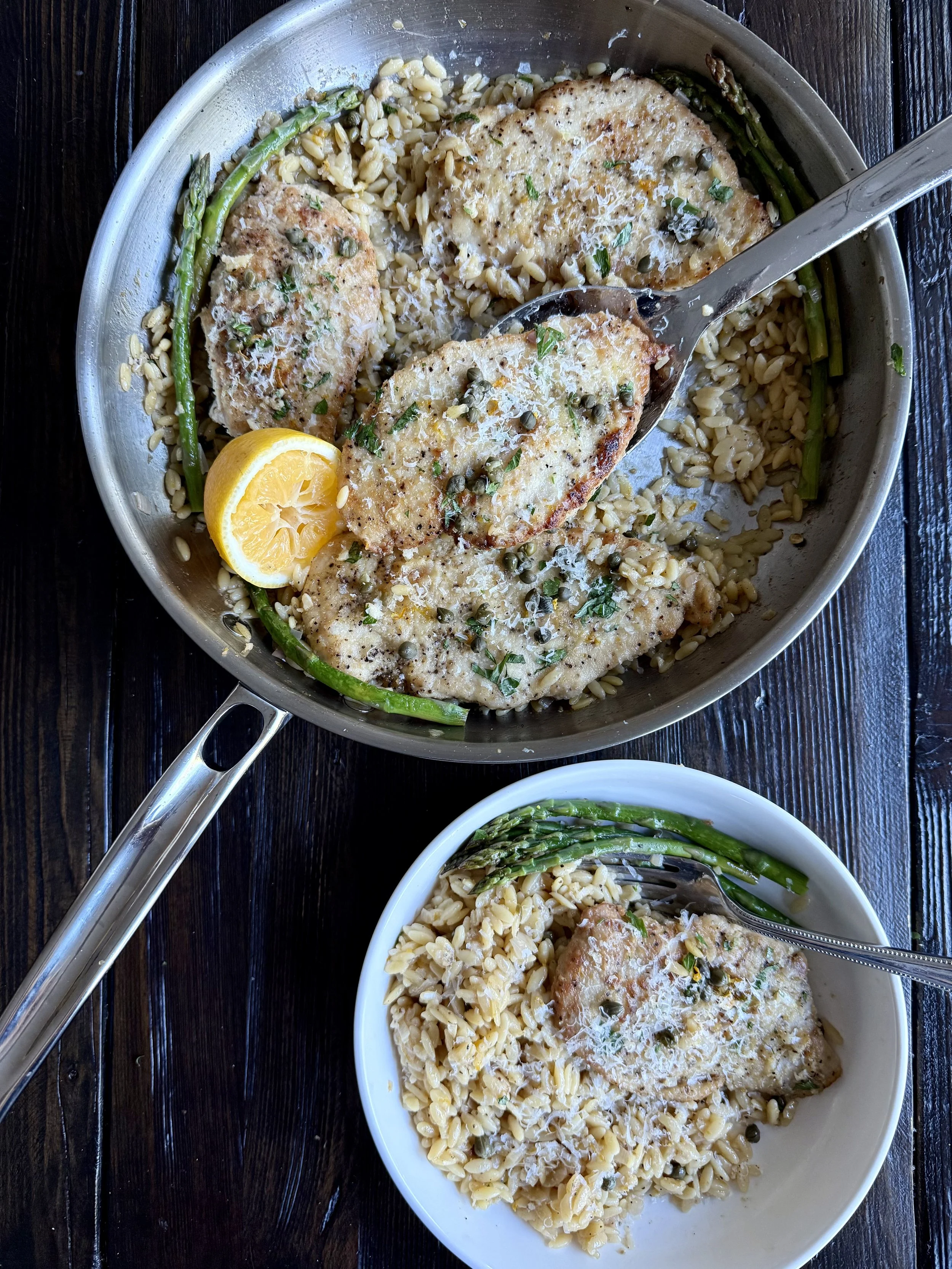 Chicken Piccata with Asparagus & Orzo