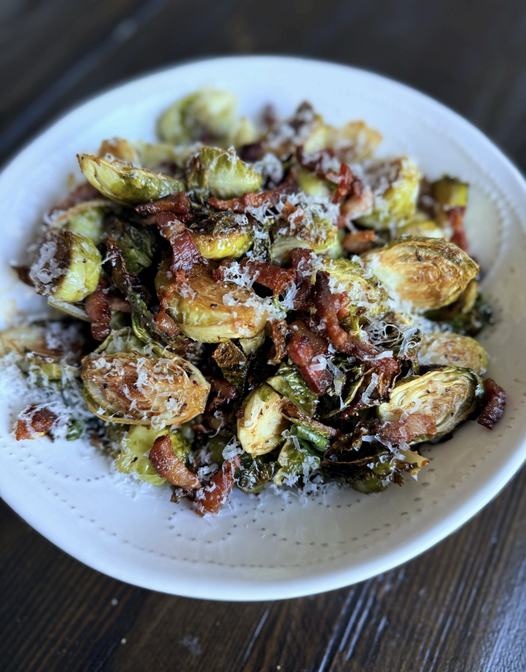 Roasted Brussels Sprouts with Pancetta, Balsamic &amp; Parmesan