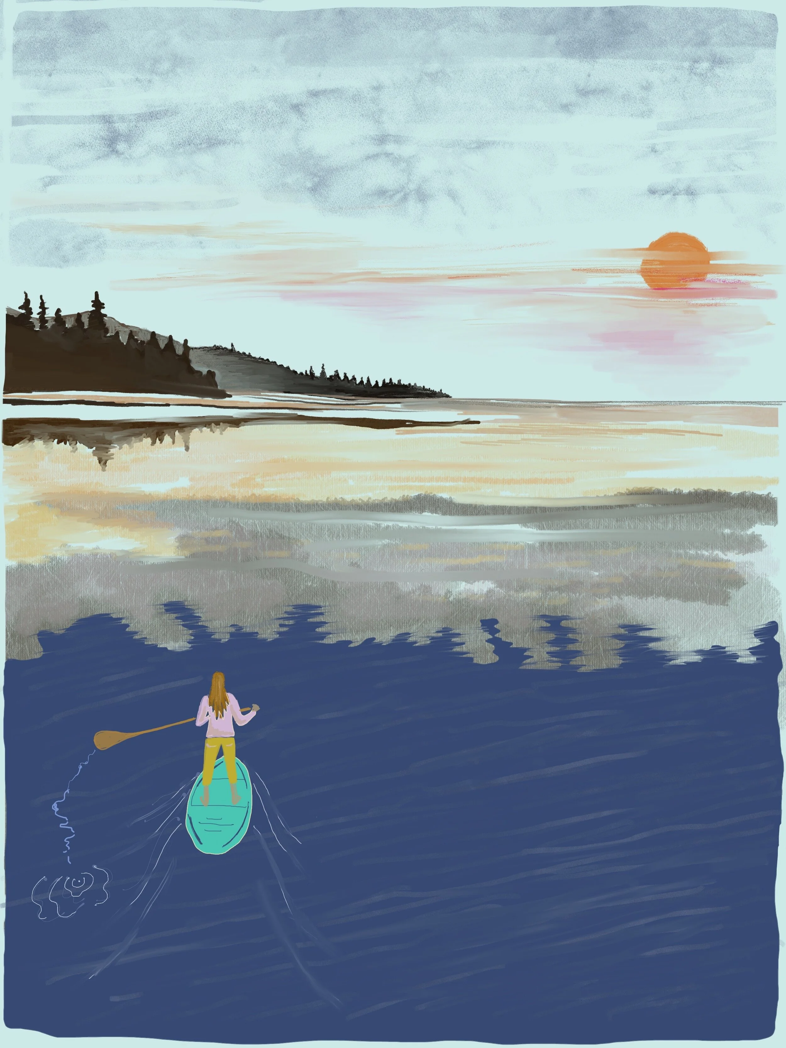 women-outdoors-SUP-artprint