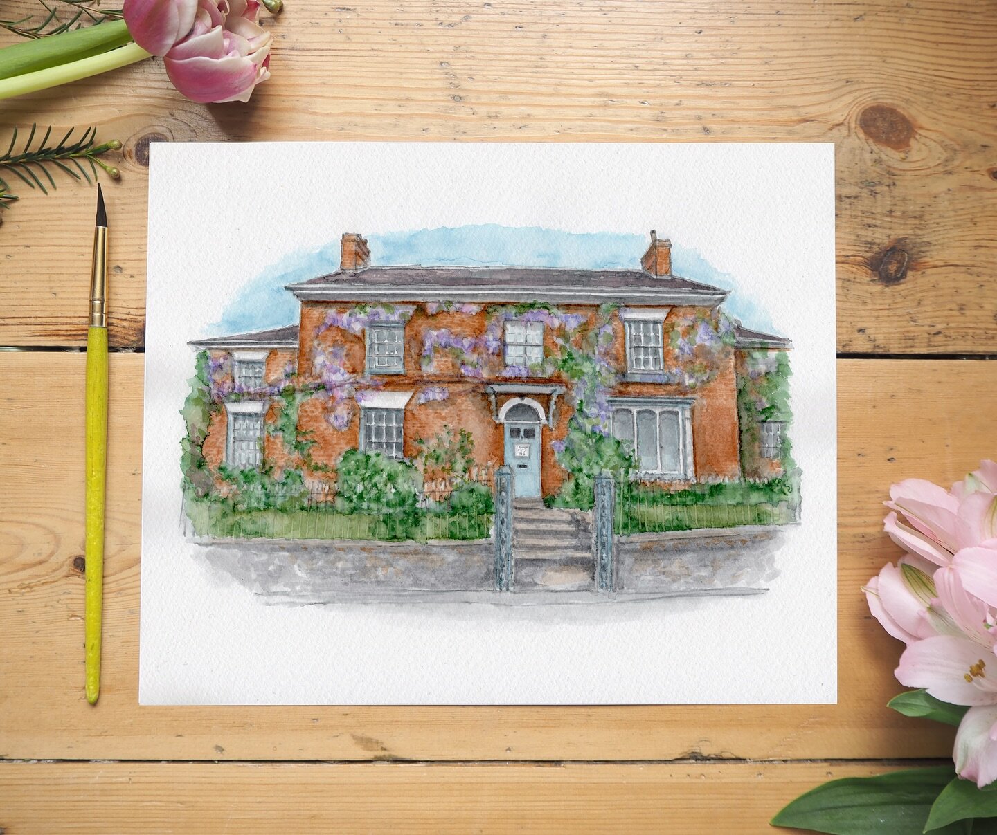 When you choose a house portrait giveaway winner and it turns out they have the most beautiful home! Such a pleasure to paint this one 🎨