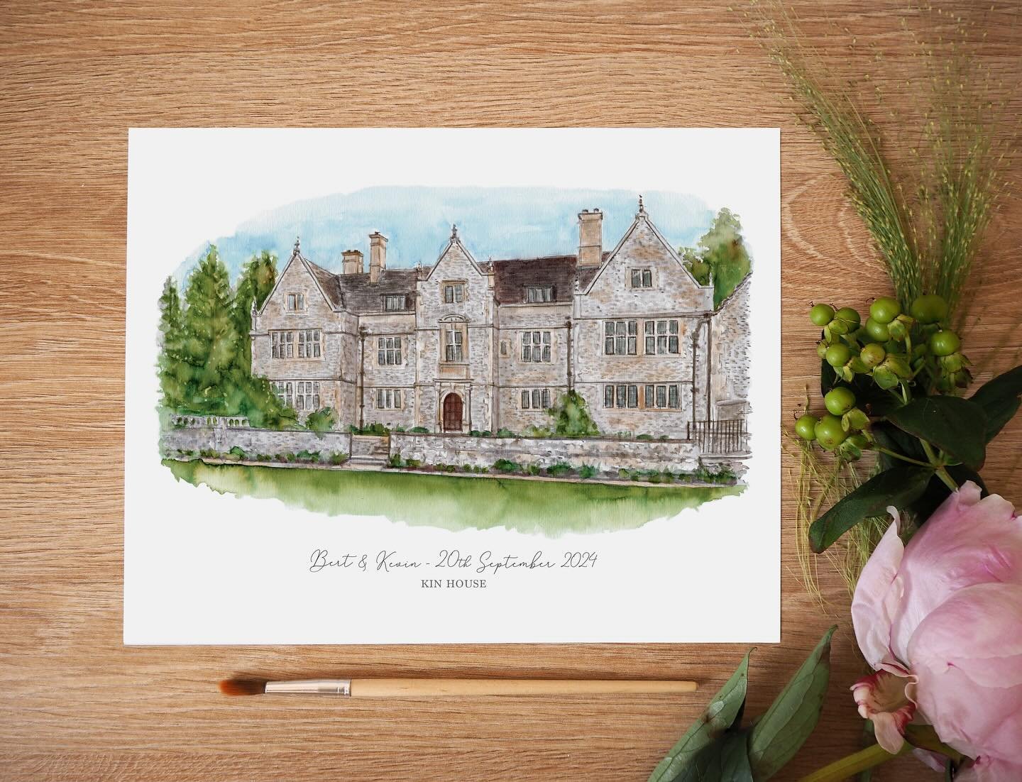 Wedding season is warming up (unlike the weather unfortunately!) and we love discovering the venues you guys pick for us to paint in your custom orders. @kinhousewiltshire looks stunning both inside and out - we really are spoilt for beautiful venues