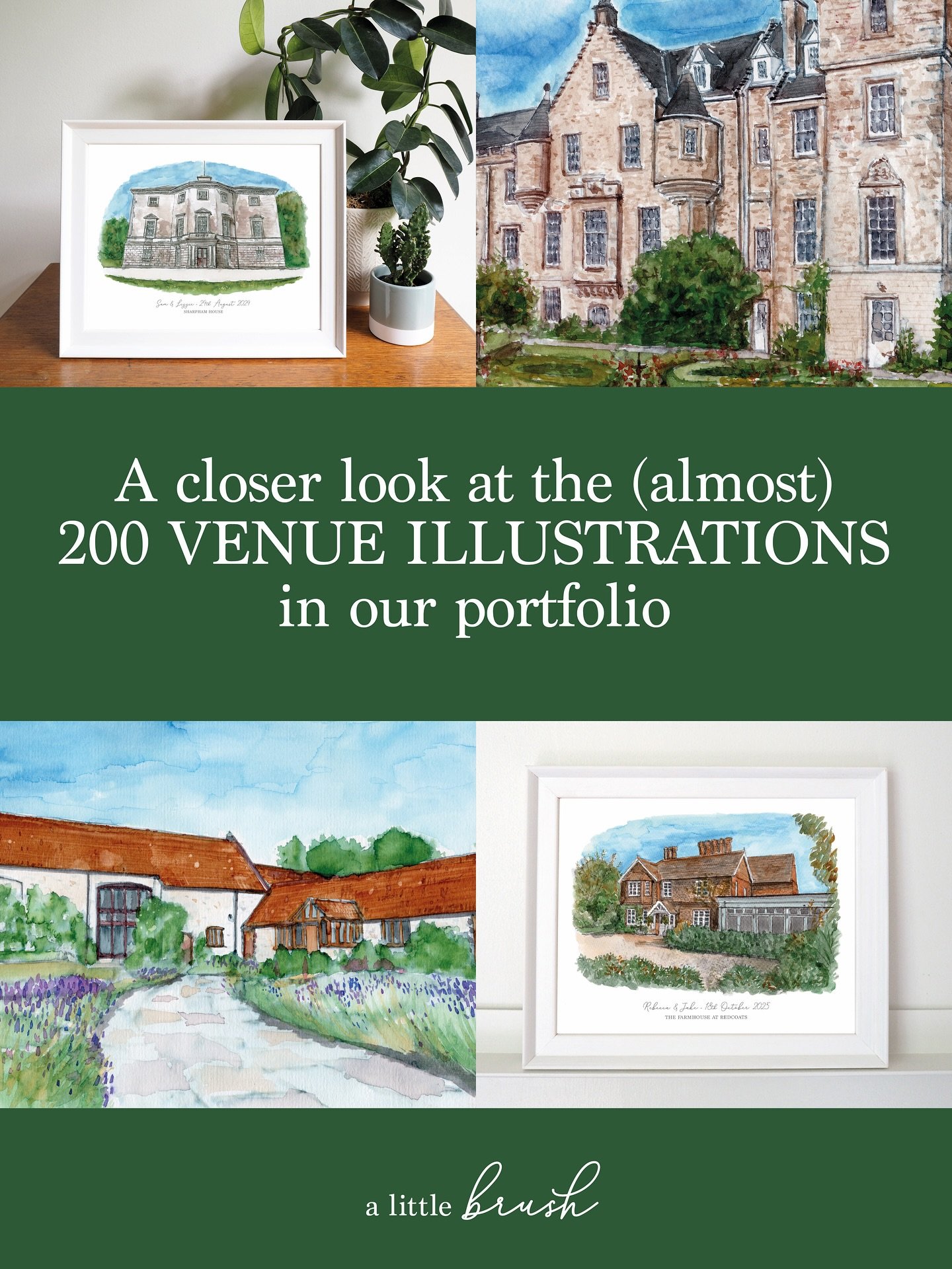 There&rsquo;s (almost) 200 venue illustrations in our portfolio! Here&rsquo;s a little look at the type of venue artworks currently in our shop - all of these are available now as personalised prints (perfect for wedding or anniversary gifting💍) as 