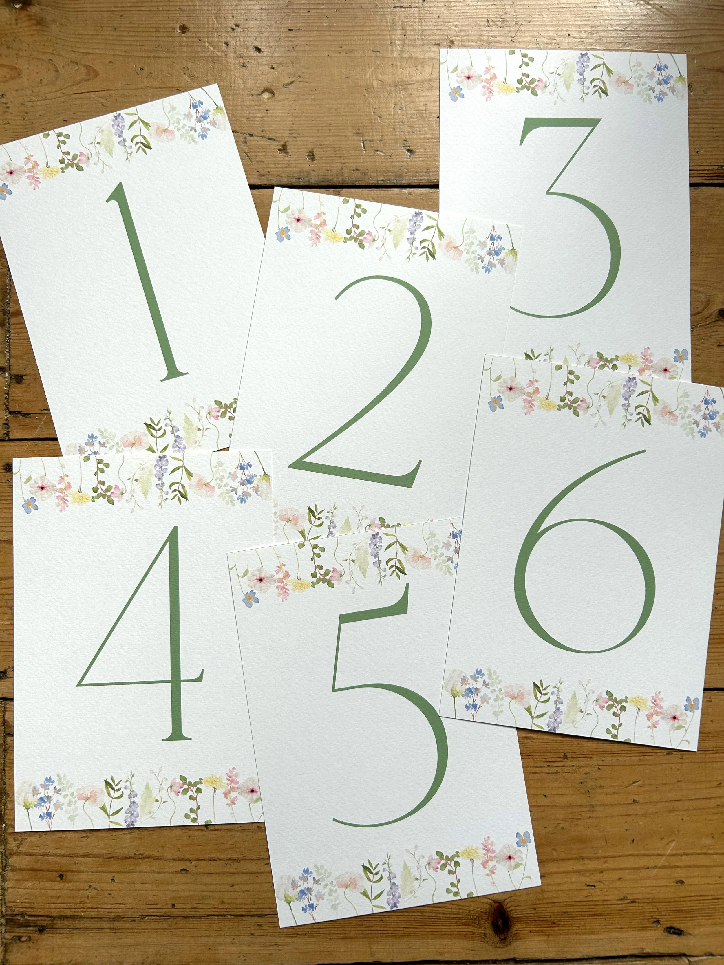Floral wedding table numbers