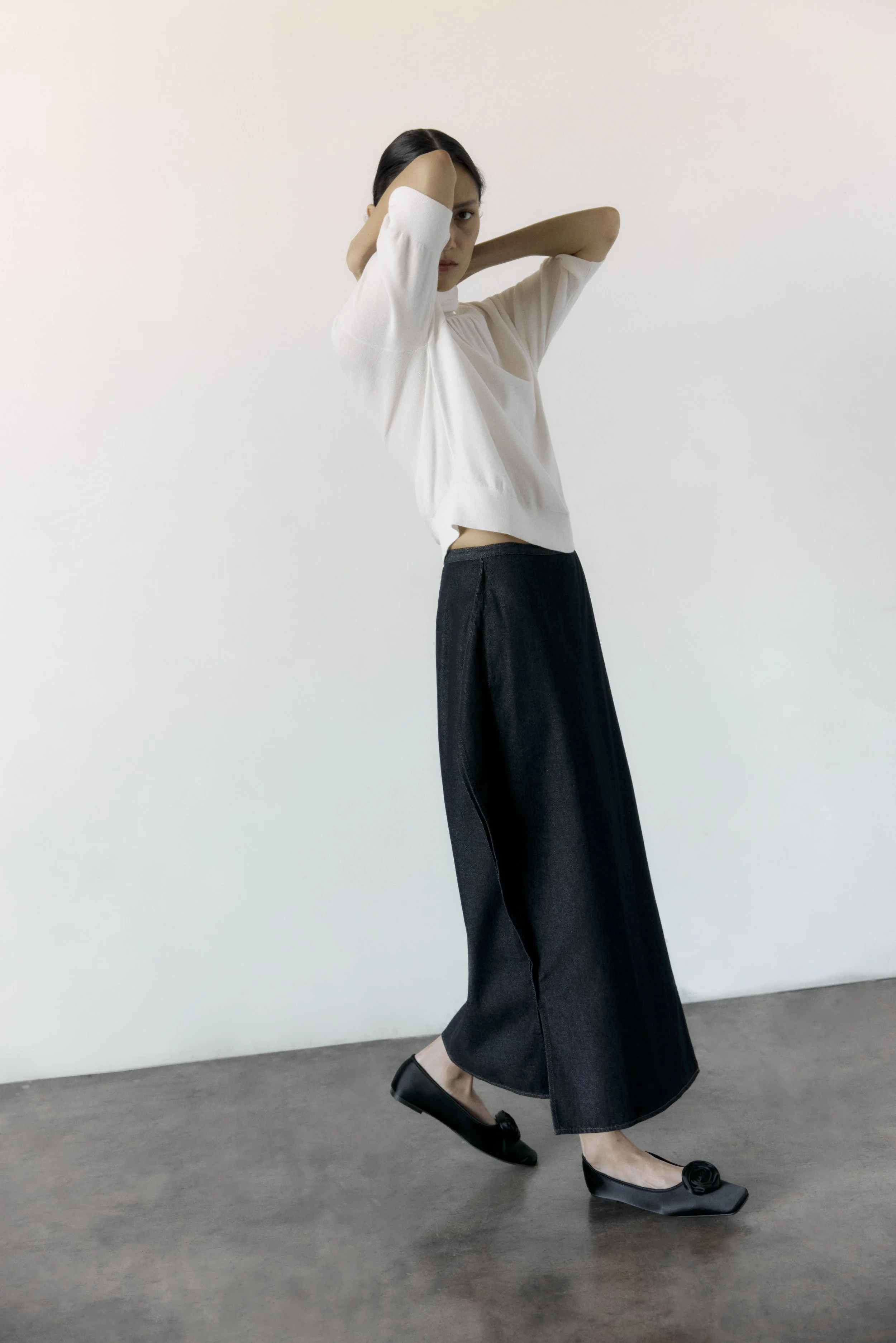 Femi (Cream) + Wrap Barrel Denim Skirt - 2.jpg