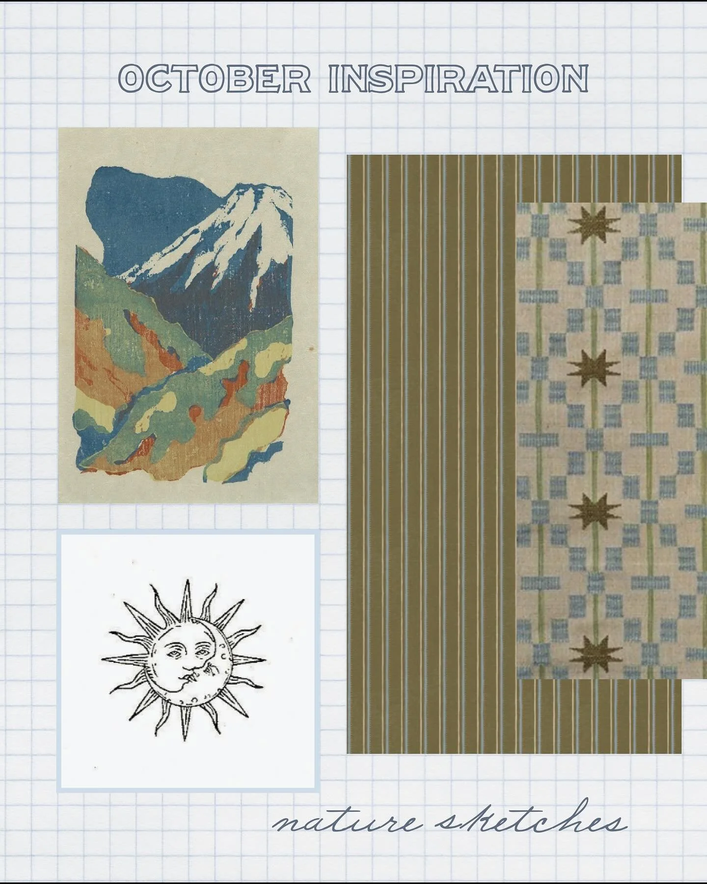 Our October inspiration in the studio - the sky and the sea (well, the lake in our case). We&rsquo;re letting deep blues, muted greens and touches of orange guide our patterns and paper choices this month. 

Now booking summer 2026 weddings and beyon